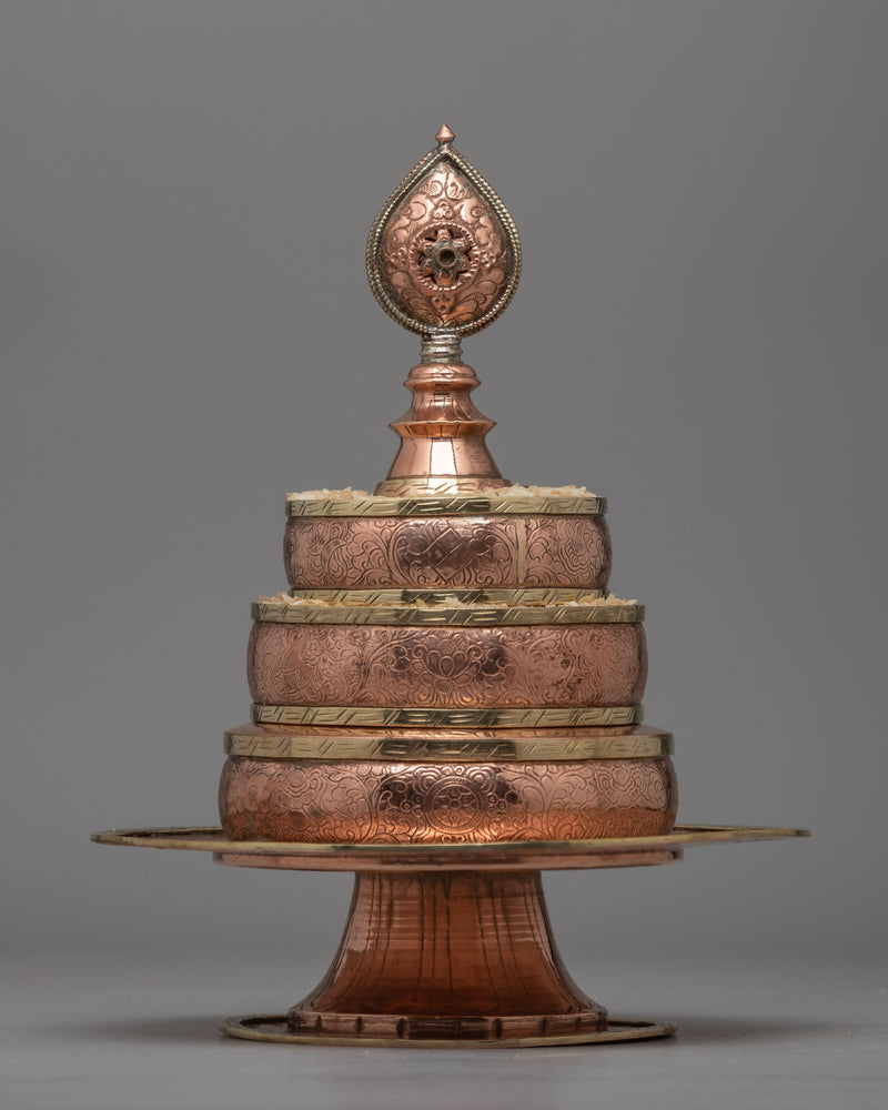 Exquisite Copper Mandala Stupa for Buddhist Rituals and Meditation | Ritual Copper Mandala