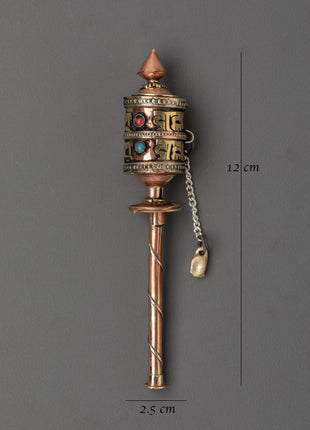 Tibetan Buddhist Handheld Prayer Wheel for Meditation and Blessings