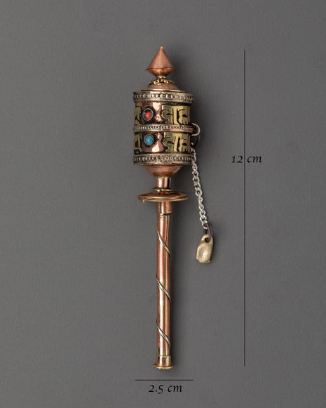 Tibetan Buddhist Handheld Prayer Wheel for Meditation and Blessings