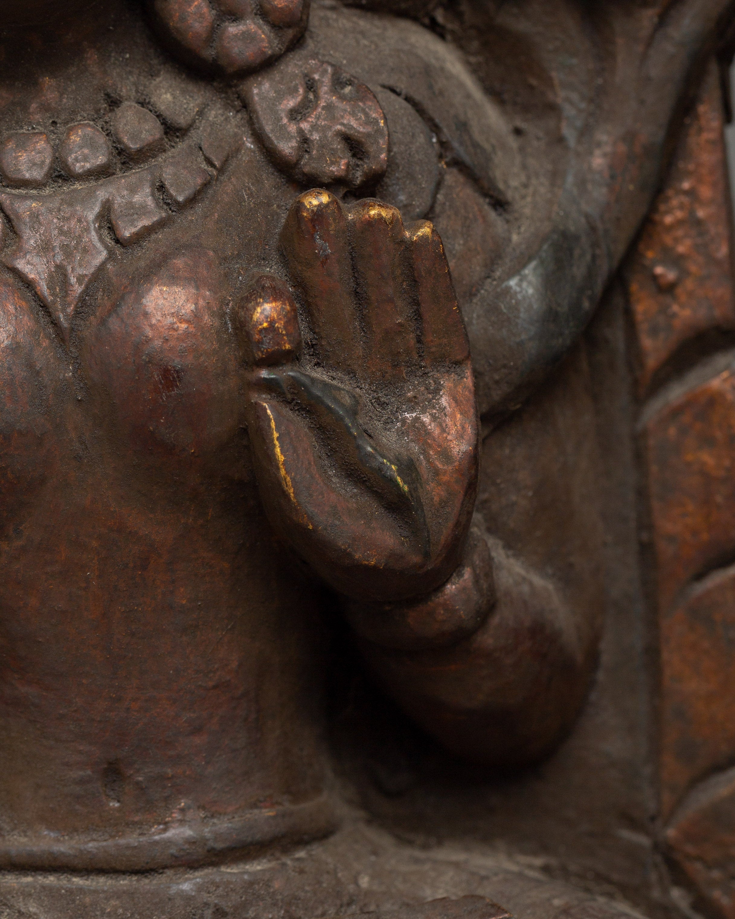 Handcrafted Green Tara In Throne Statue | Wooden Artwork