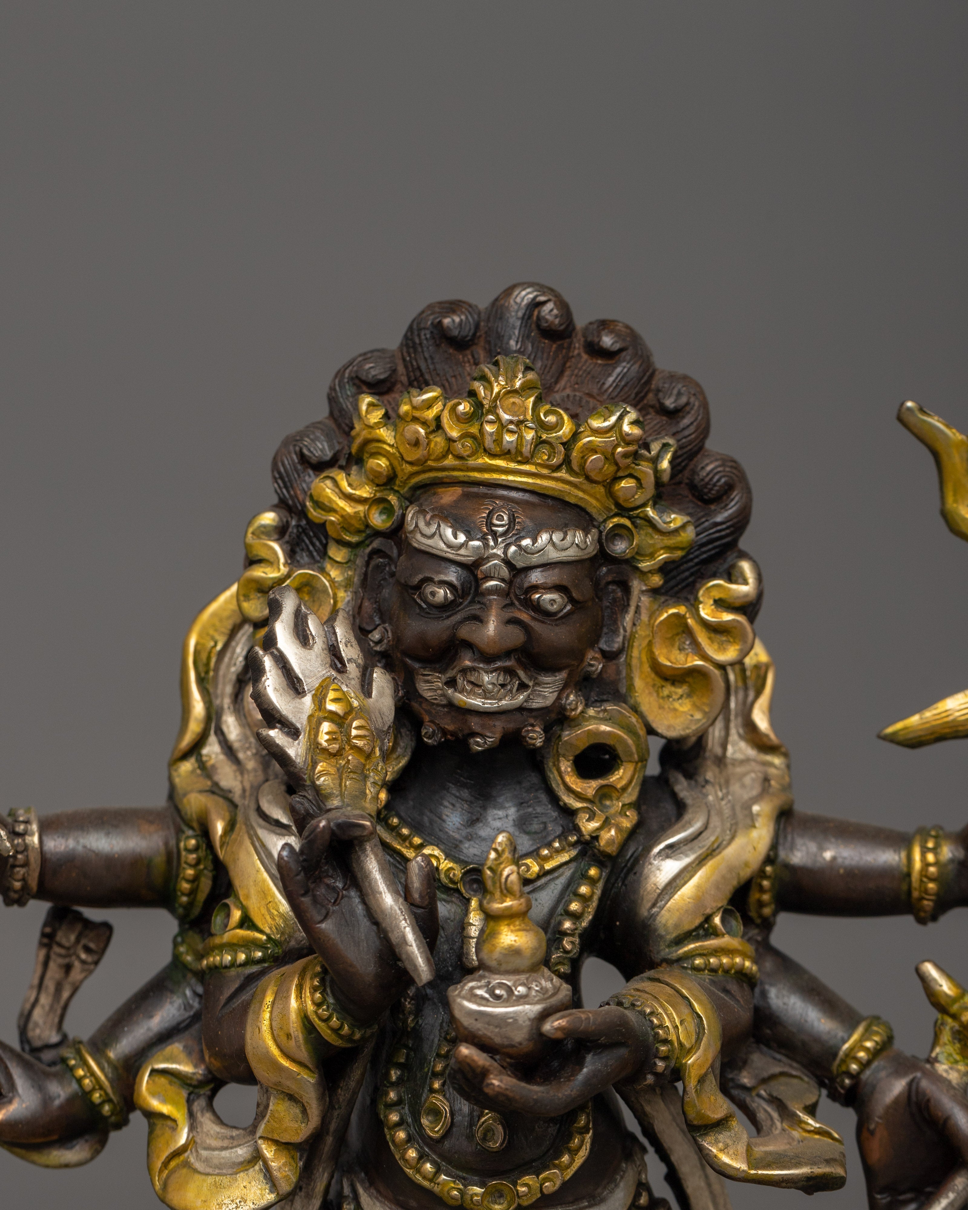 White Mahakala Handmade Statue | The Wish-Granting Protector