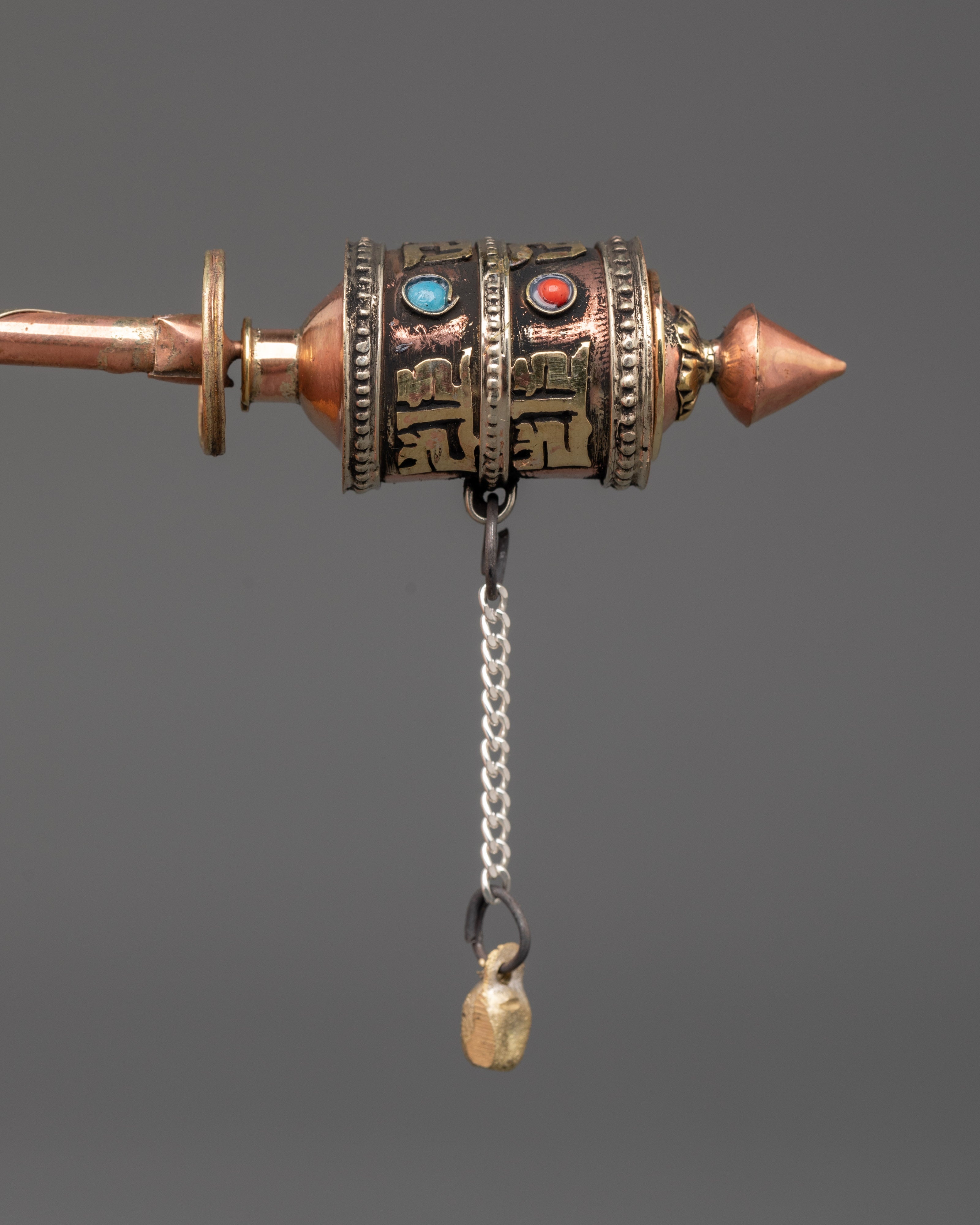Handmade Buddhist Spinning Mantra Wheel with Copper and Brass Body