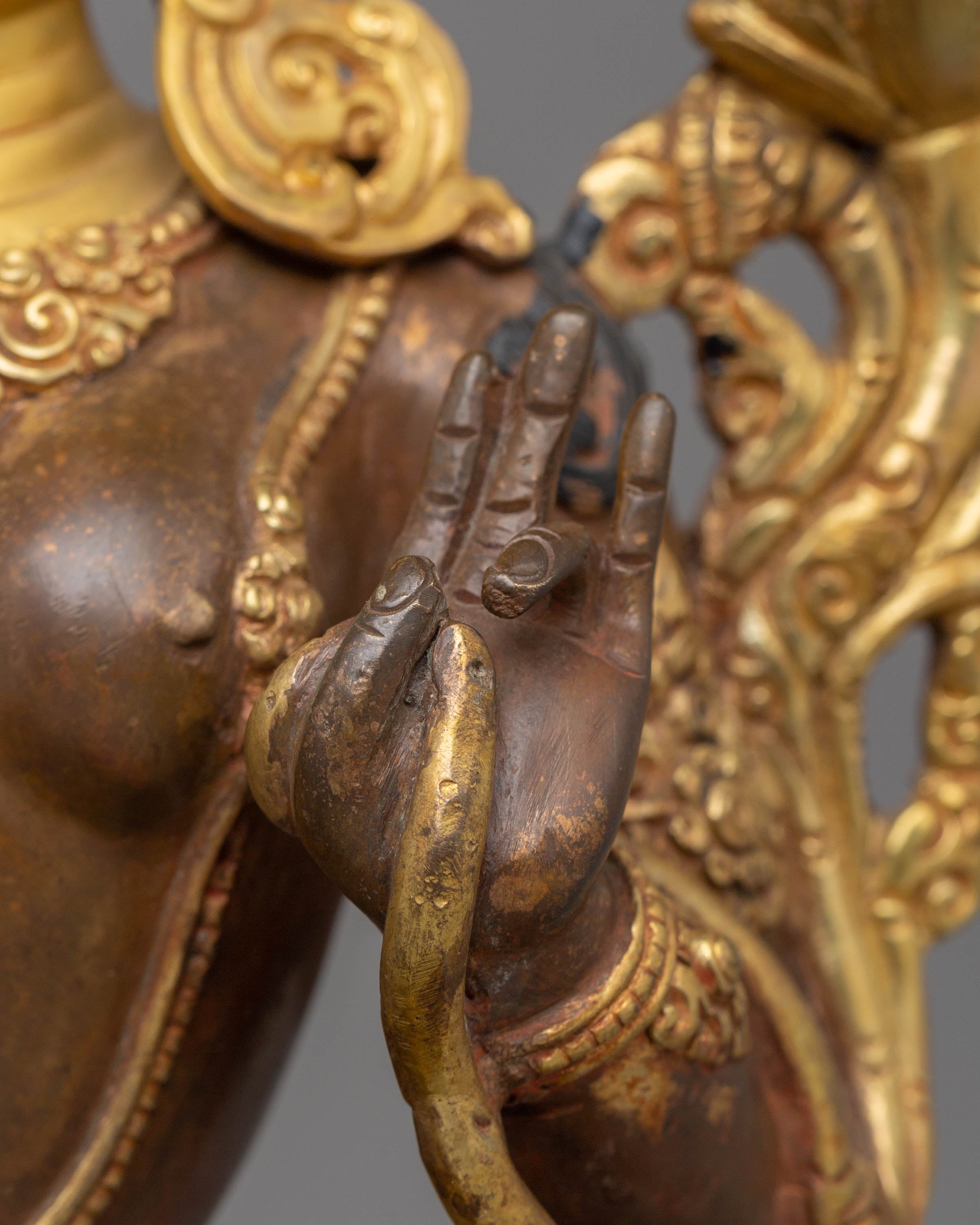 24K Gold Glided Statue of Green Tara | Enlightened Tara