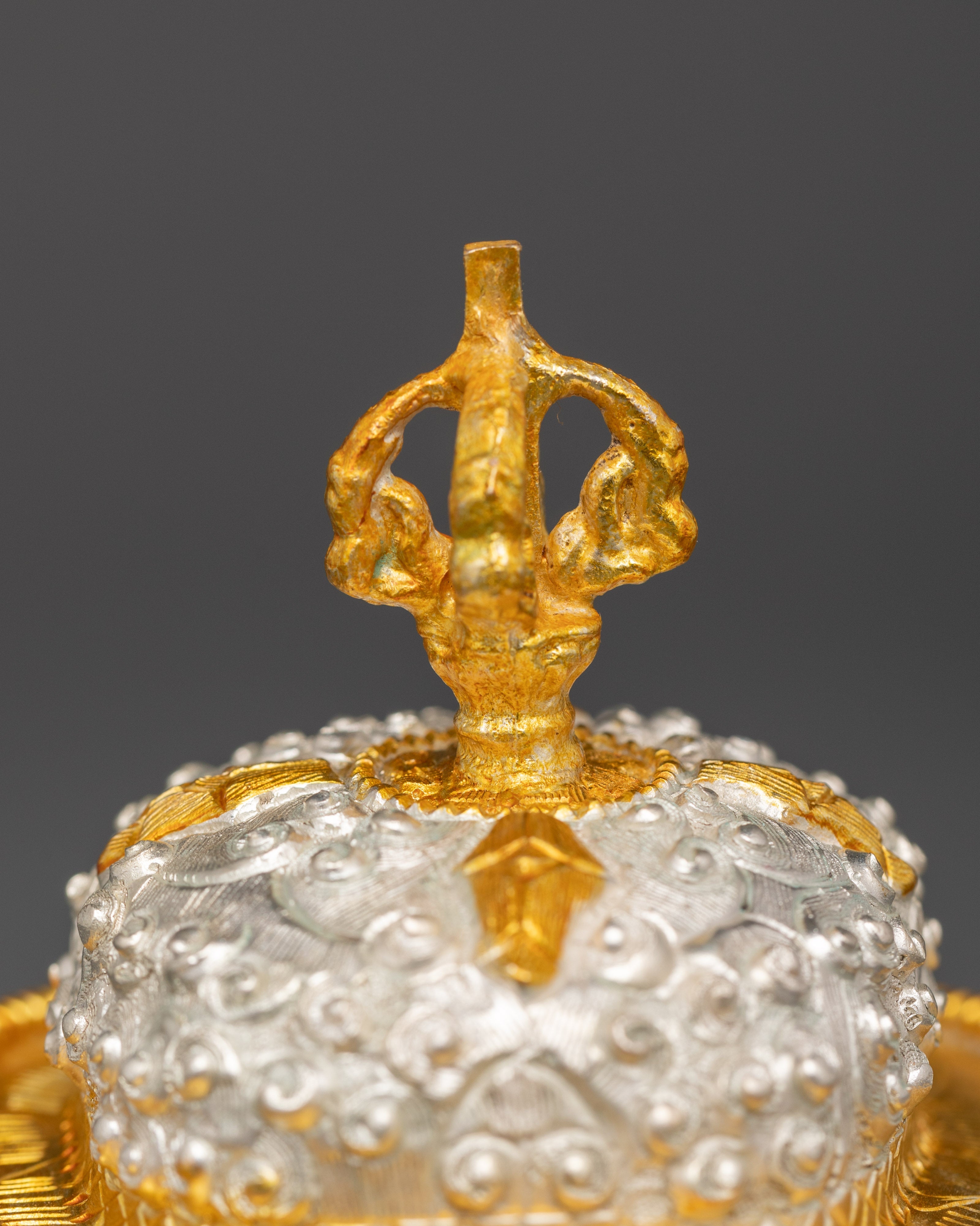 Ceremonial Kapala Vessel | Gold and Silver Plated Buddhist Ritual Bowl