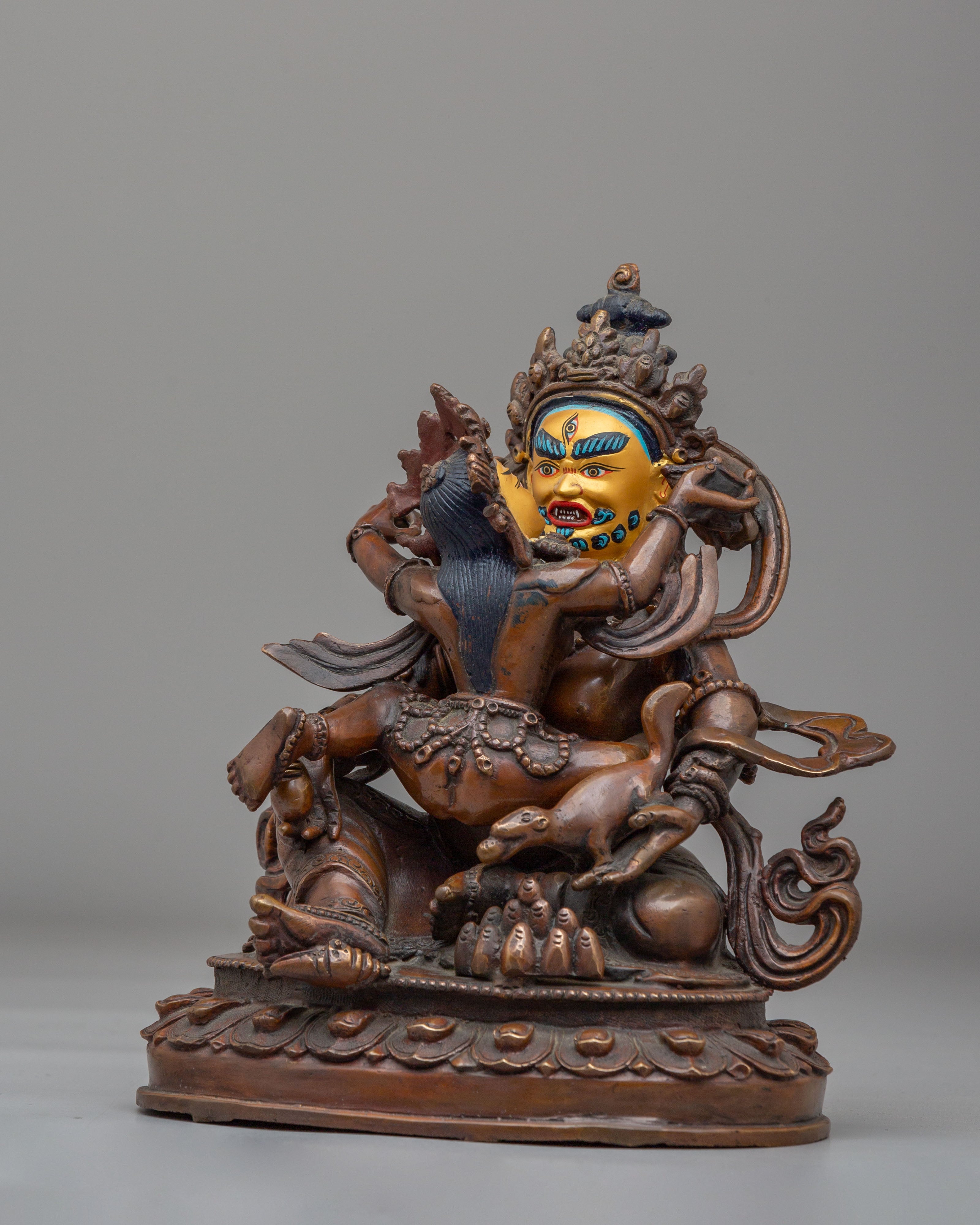 Buddhist Dzambhala with Consort Sculpture | Wealth Deity Statue