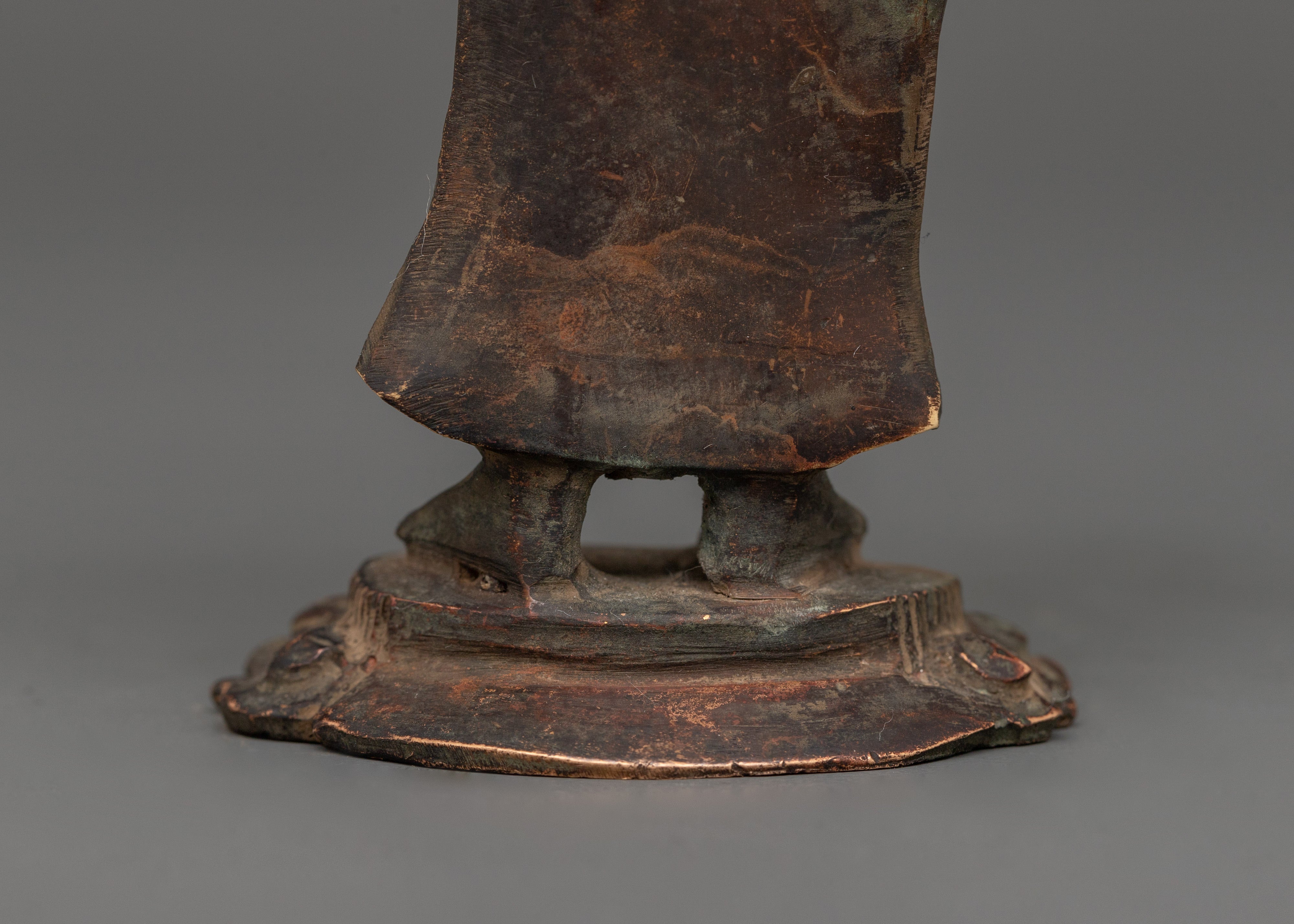 Vajrasattva Statue in Antique Copper Finish | Tibetan Deity of Purification