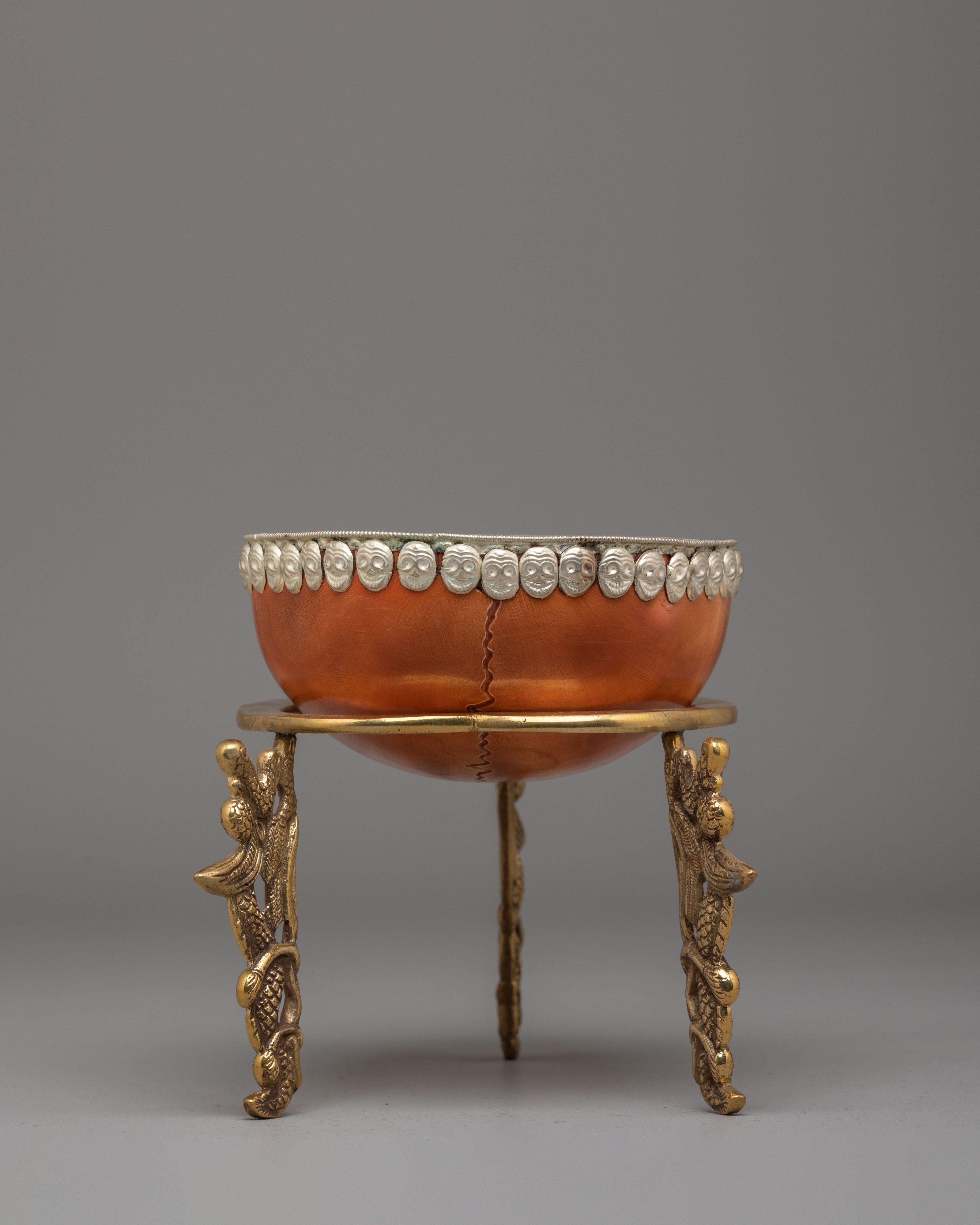 Handmade Kapala Ritual Cup with Stand | Tibetan Buddhist Ritual Bowl
