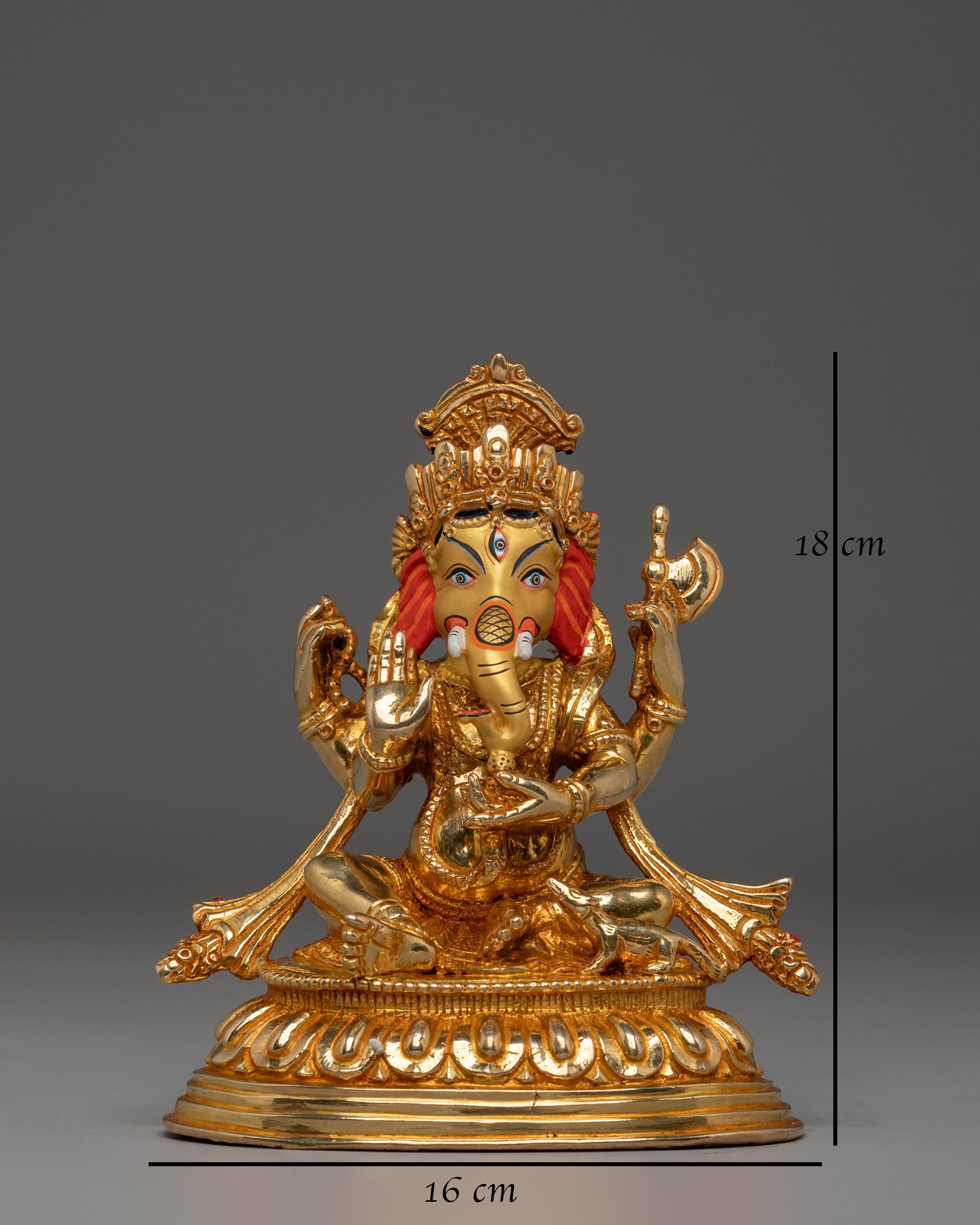 Lord Ganesha Statue for Altars | Gold Plated Copper Figurine