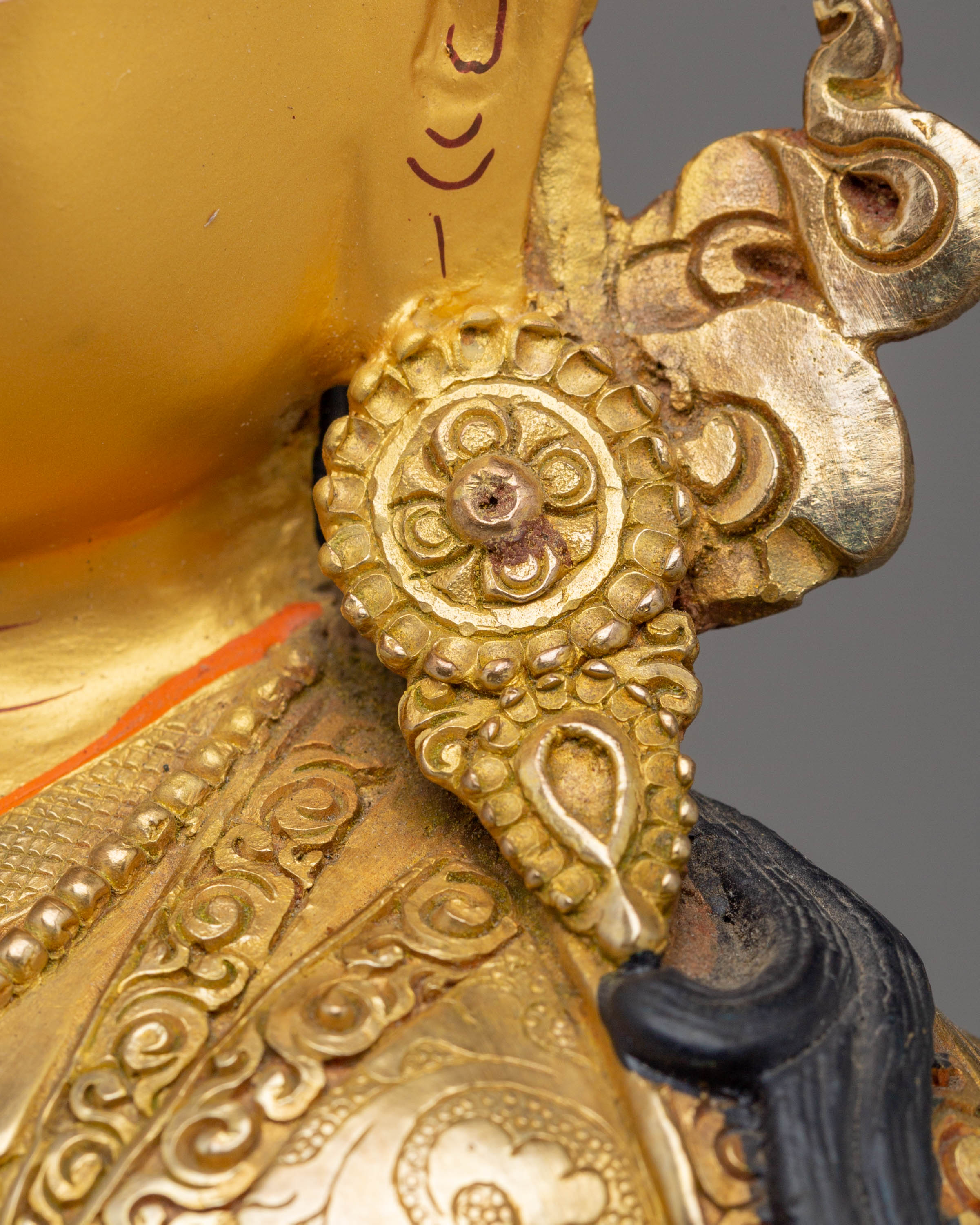 Handcrafted Guru Tsokye Dorje Statue with Copper Body and 24K Gold Gilding