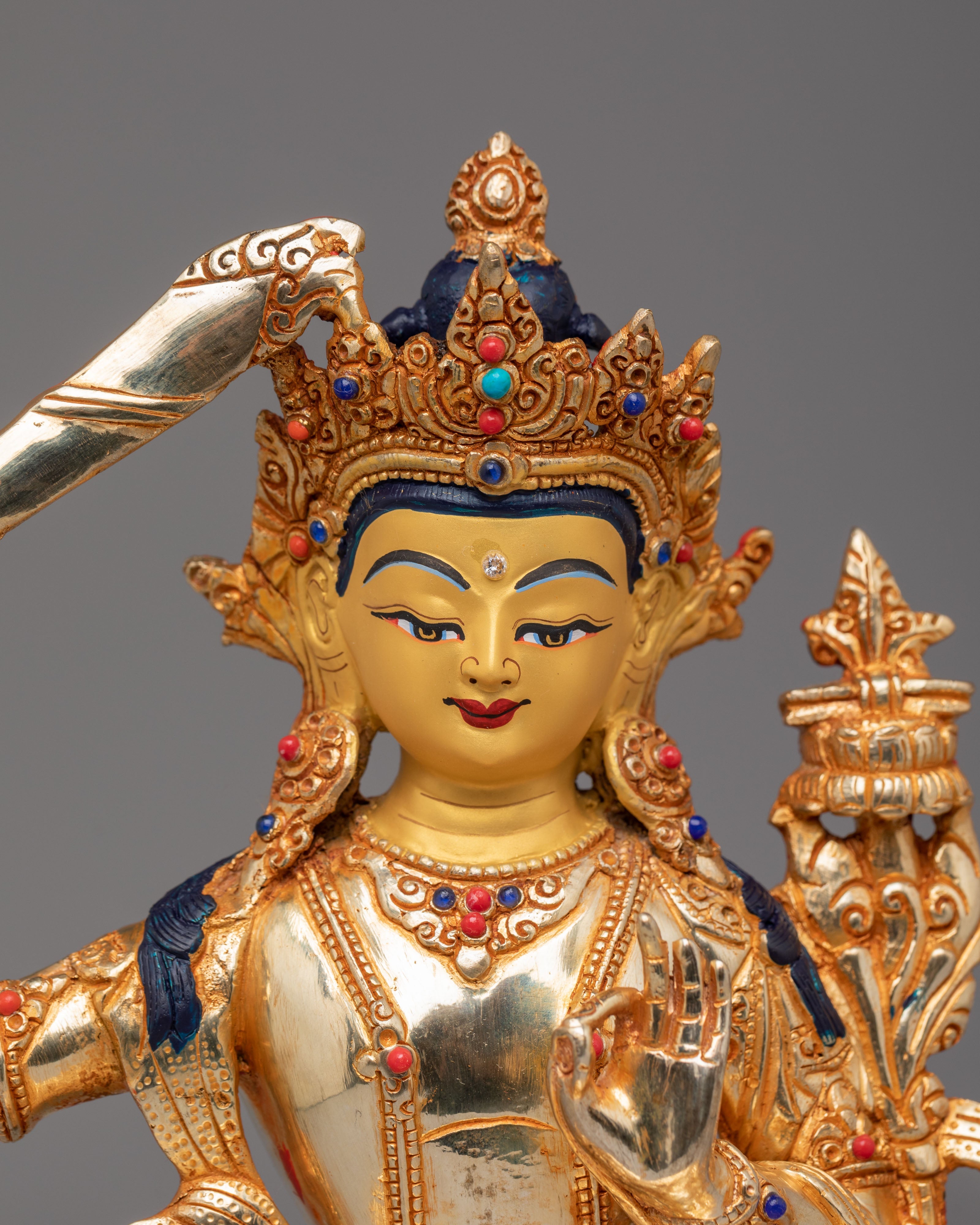 Sacred Flaming Sword Manjushri Statue | Buddhist Wisdom Deity