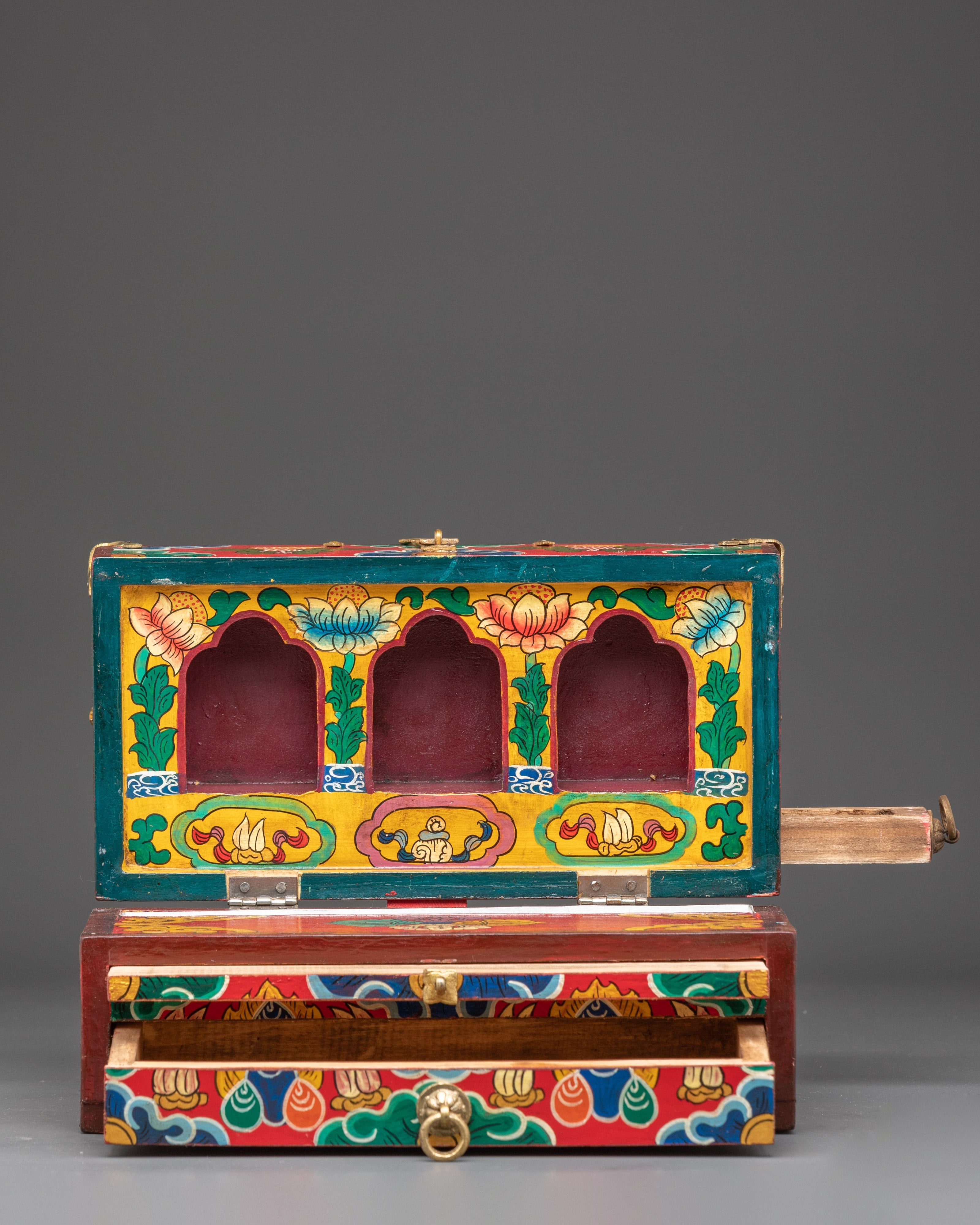 Handmade Traditional Himalayan Altar Box | Tibetan Ritual Shrine