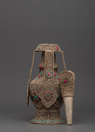 Handcrafted Tibetan Life Vase | Healing Ritual Vase for Ceremonies