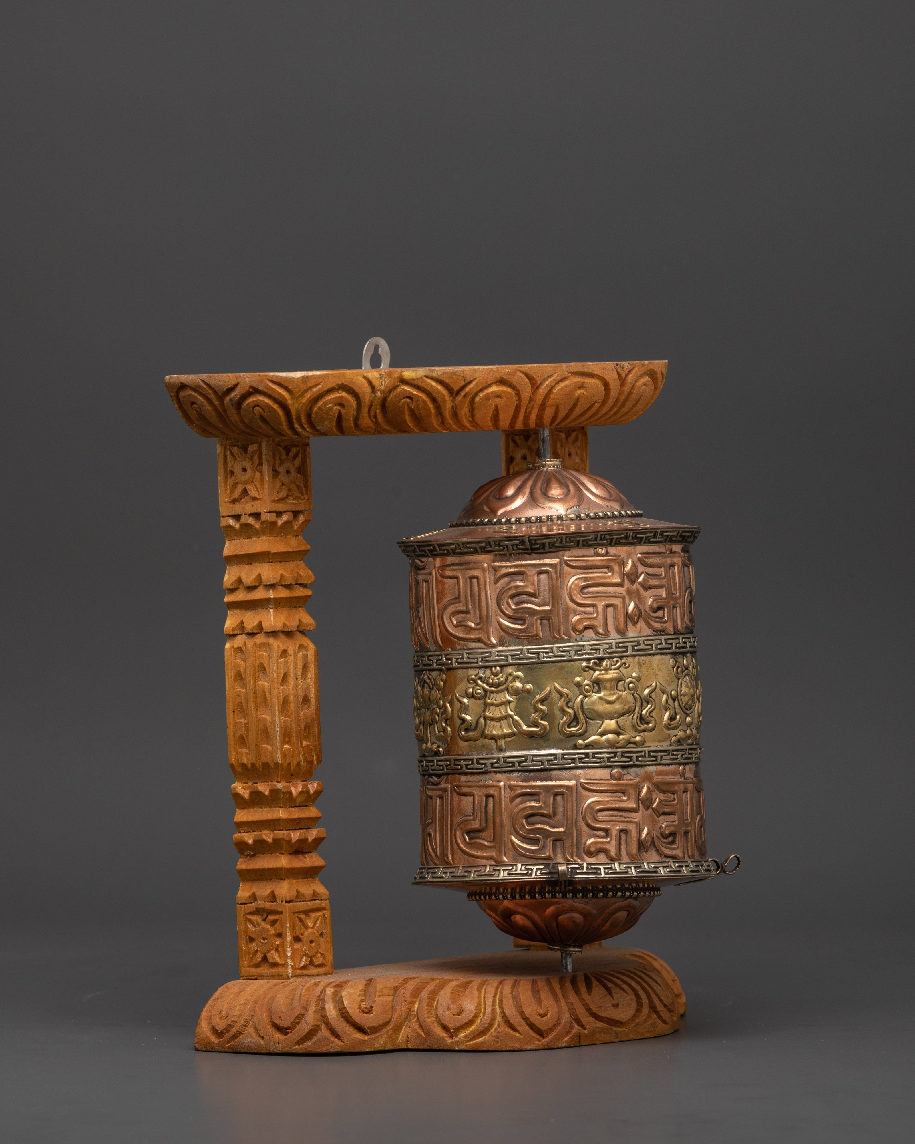 Buddhist Sacred Prayer Wheel | Sacred Wood Frame