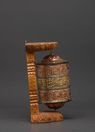 Buddhist Sacred Prayer Wheel | Sacred Wood Frame