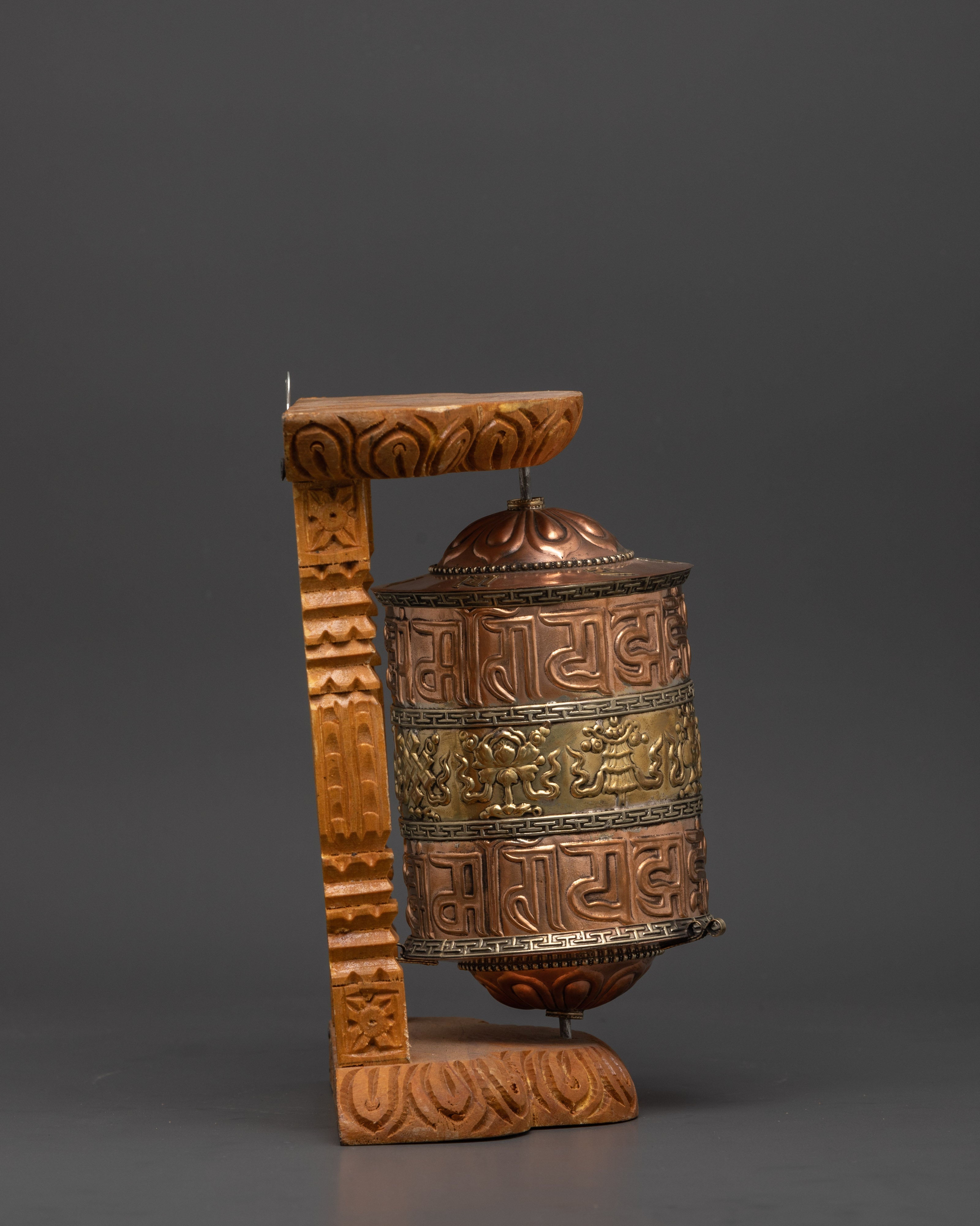 Buddhist Sacred Prayer Wheel | Sacred Wood Frame