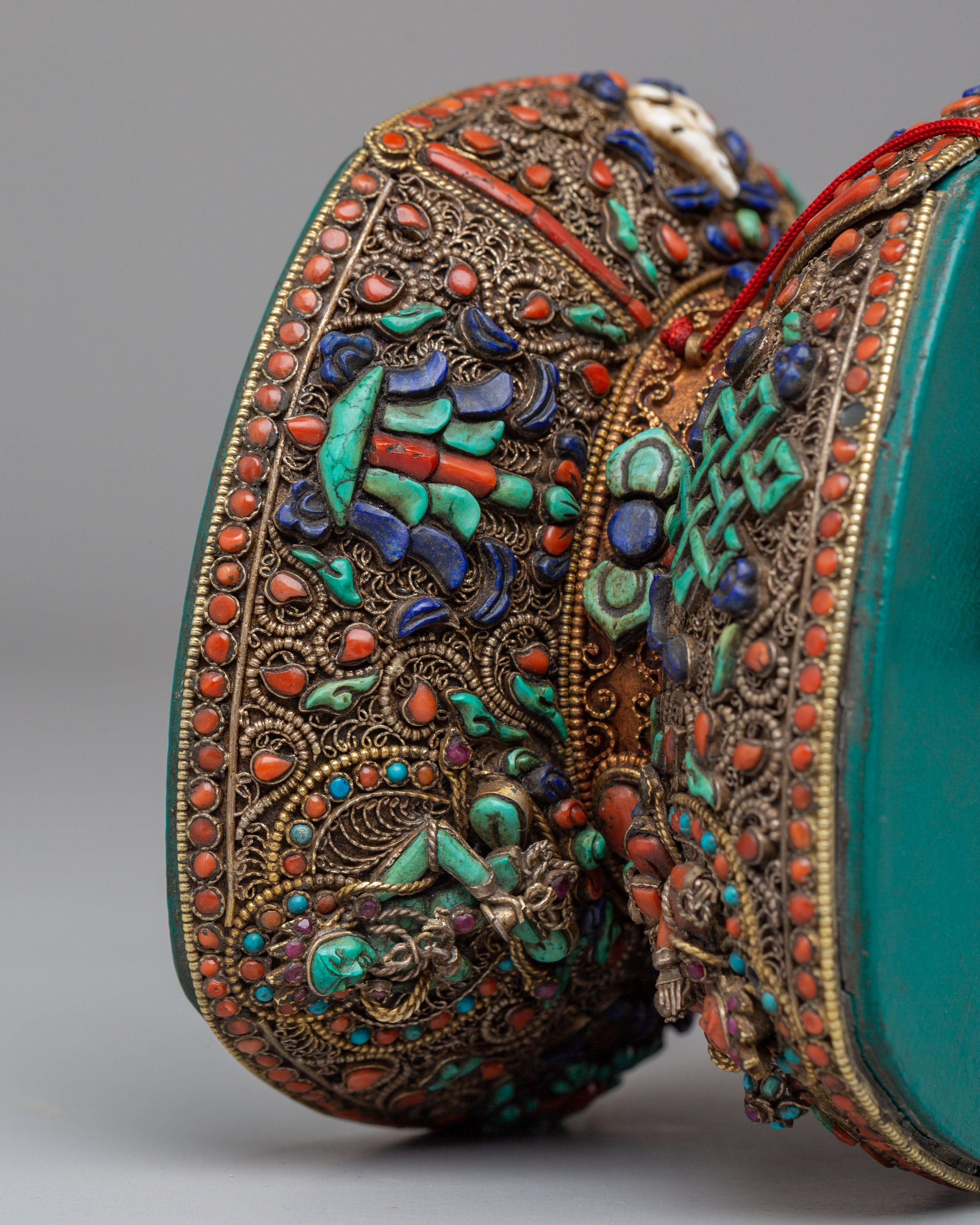 Buddhist Damaru with Stand | Handcrafted Ritual Drum for Meditation