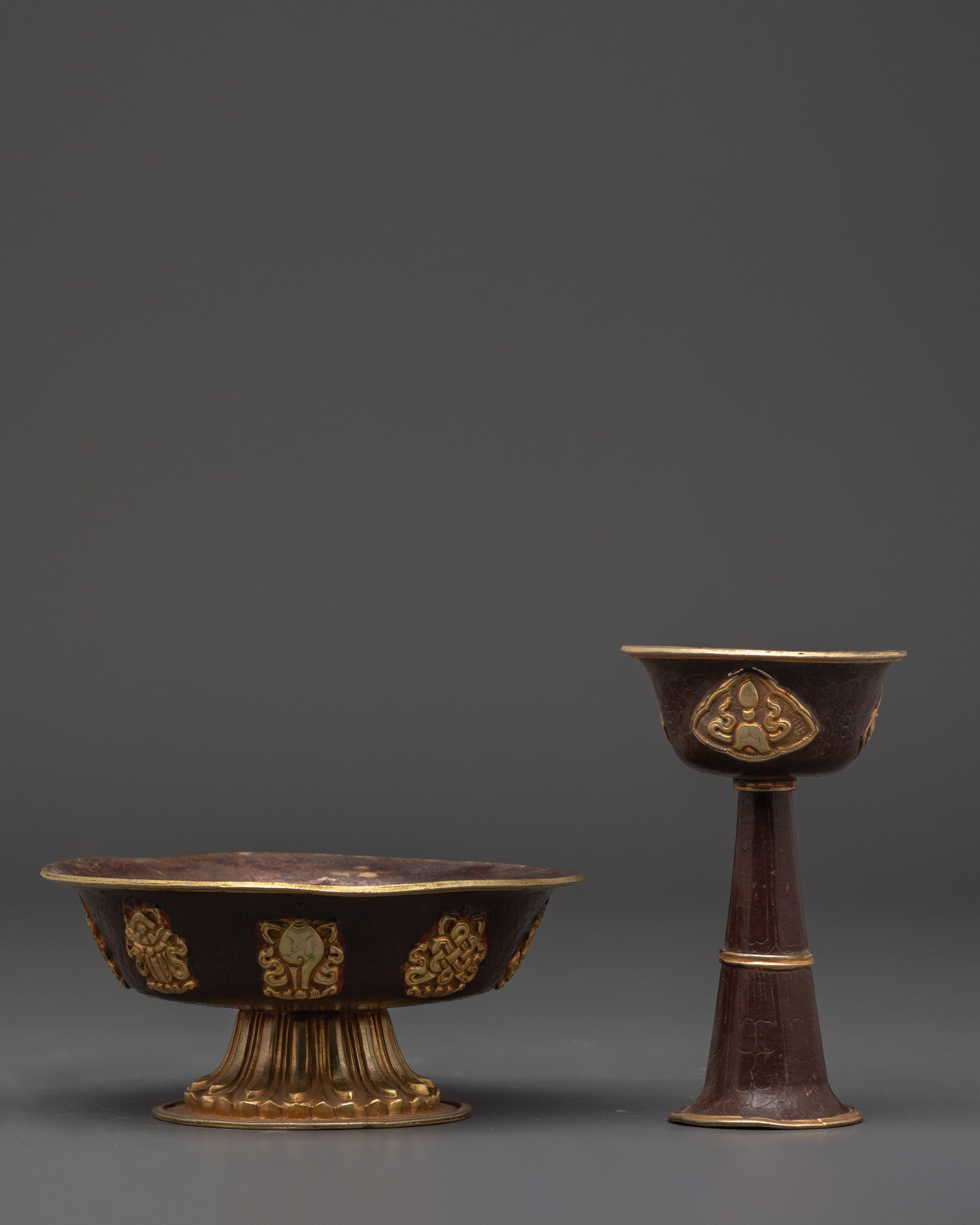 Handmade Buddhist Serkyem Set | Traditional Offering Vessel for Dharma Practices