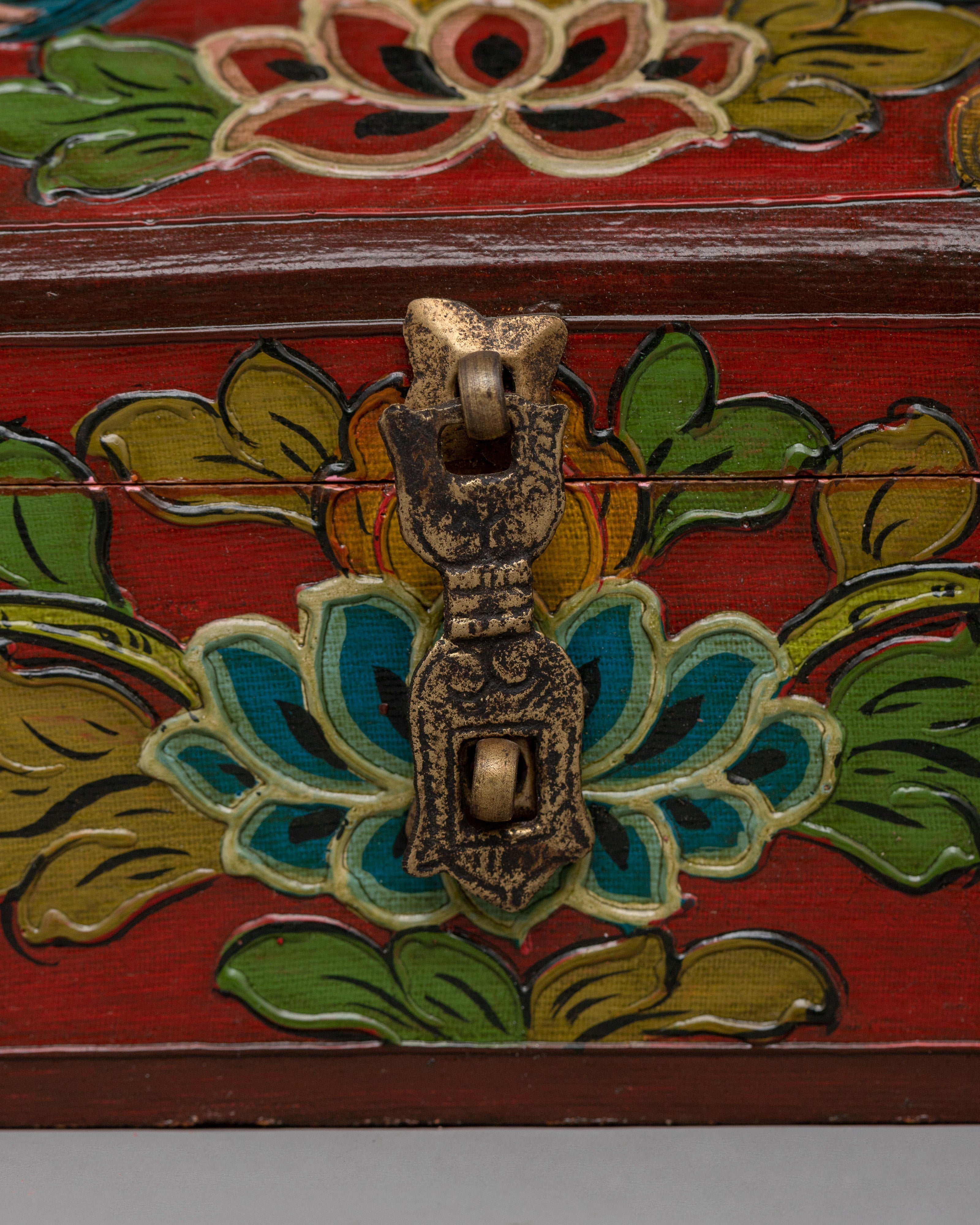 Traditional Tibetan Decorative Treasure Box | Handcrafted Wooden Chest
