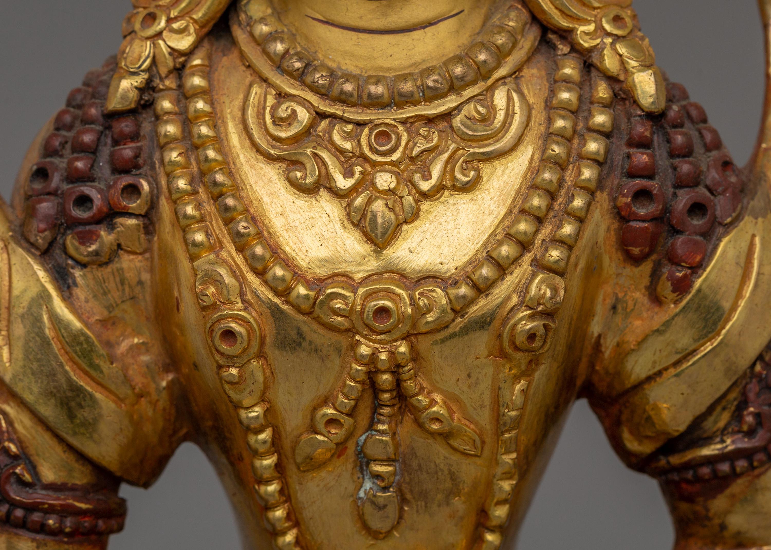 Handcrafted Scared Kshitigarbha Statue | 24K Gold Plated