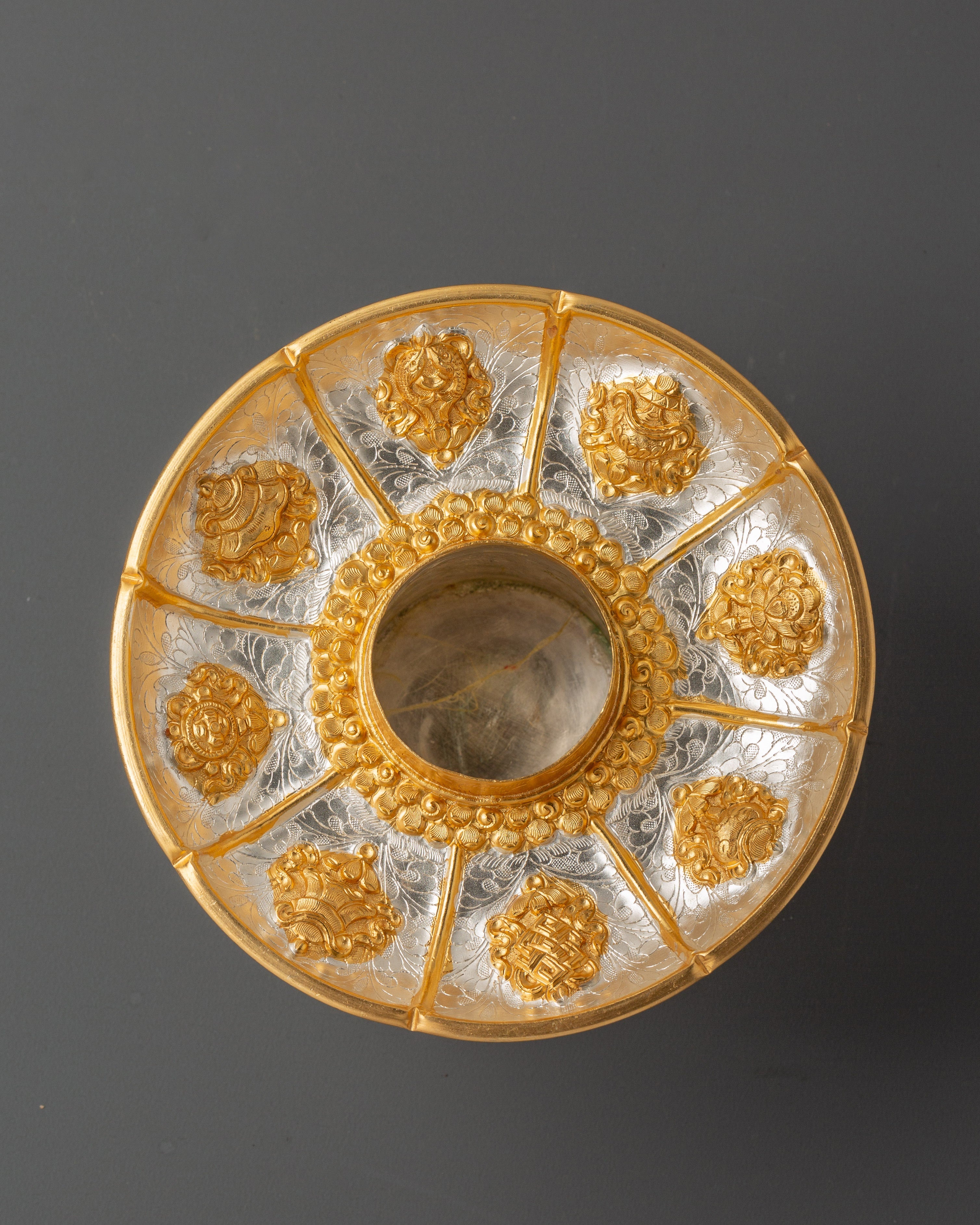 Tibetan Style Tea Cup Cover | Gold & Silver Plated Decorative Tea Cup Cover