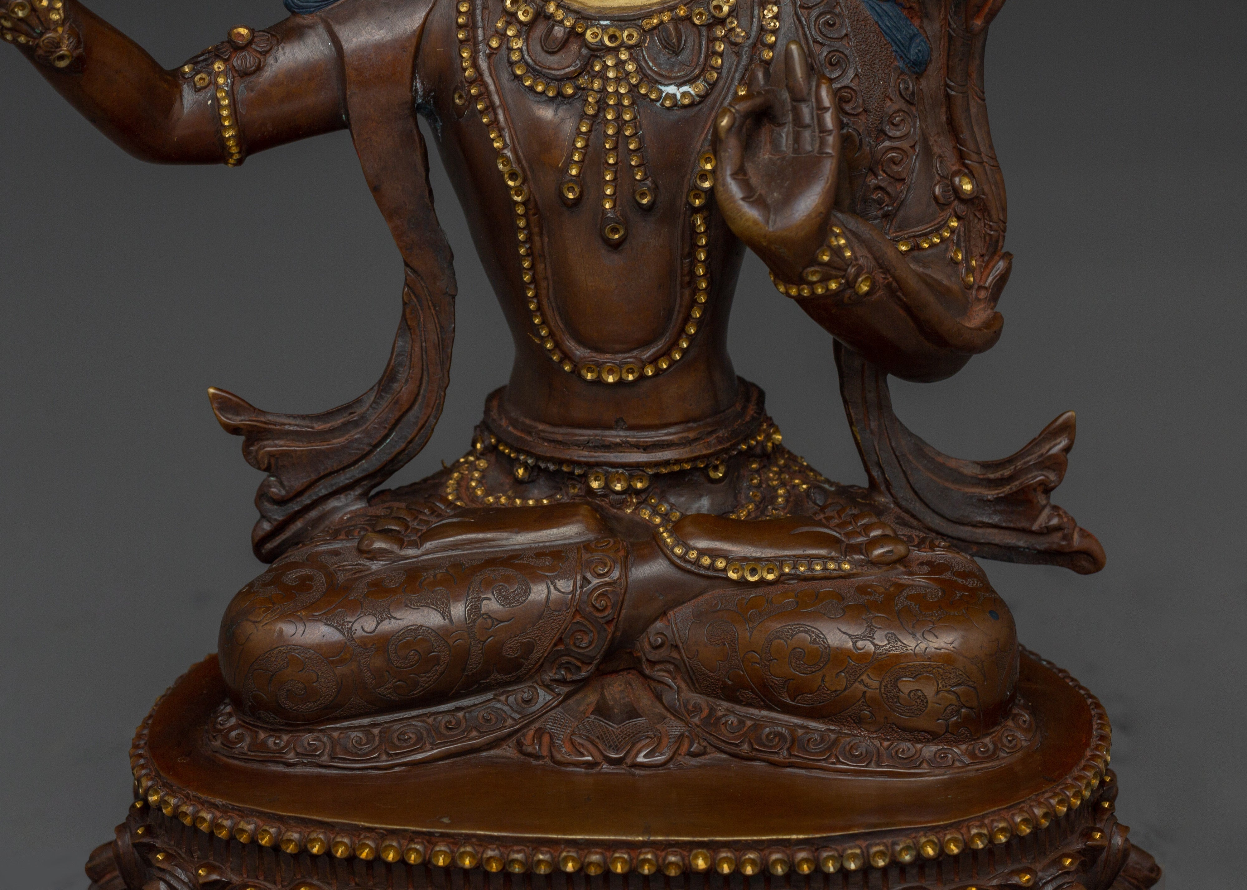 Copper Manjushri Statue for Meditation | Wisdom Deity for Altar & Spiritual Focus
