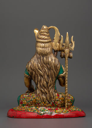 Brass Lord Shiva Statue | Seated Hindu Deity Sculpture