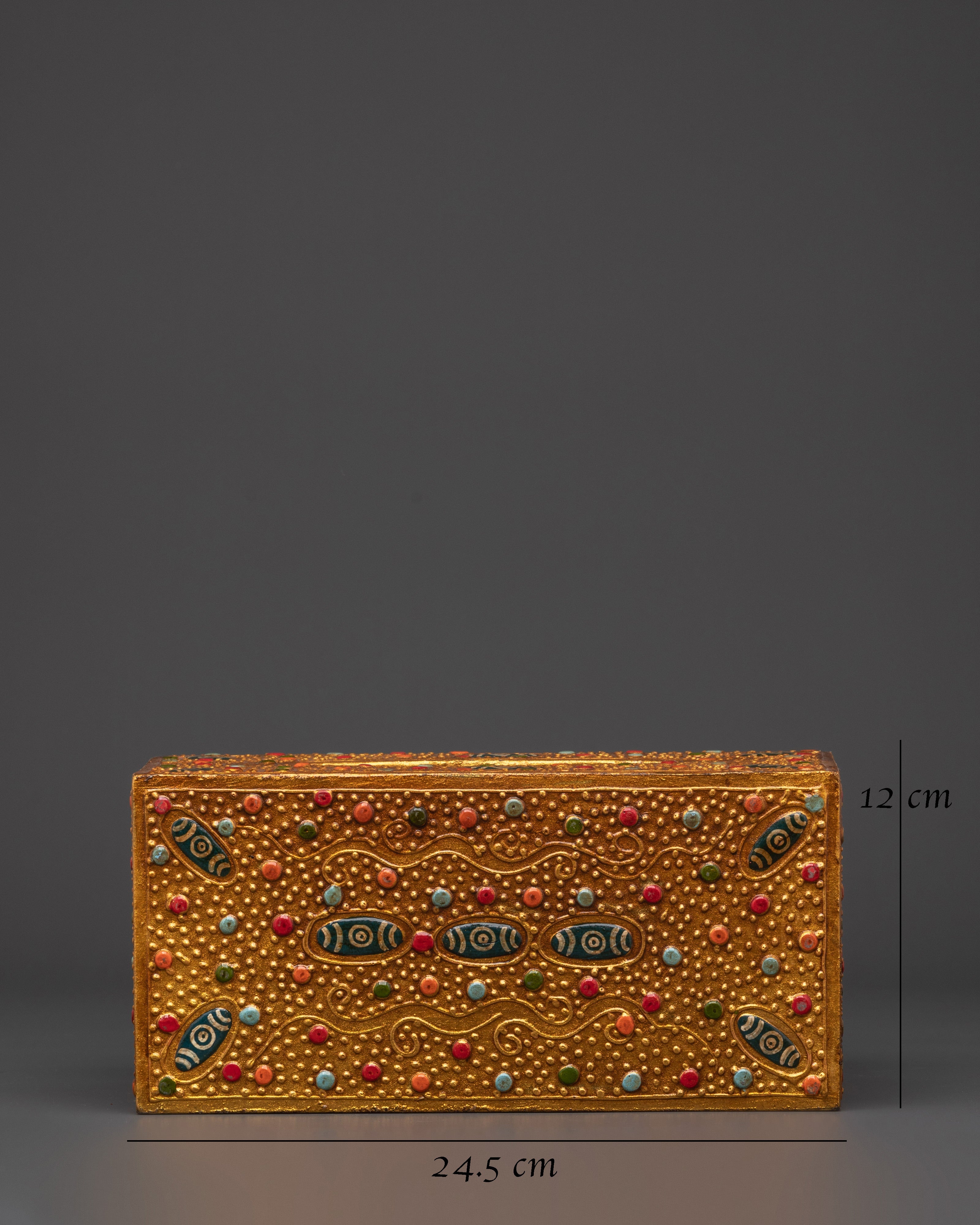 Hand Painted Tibetan Tissue Box | Colorful Wood Box with Acrylic Detailing
