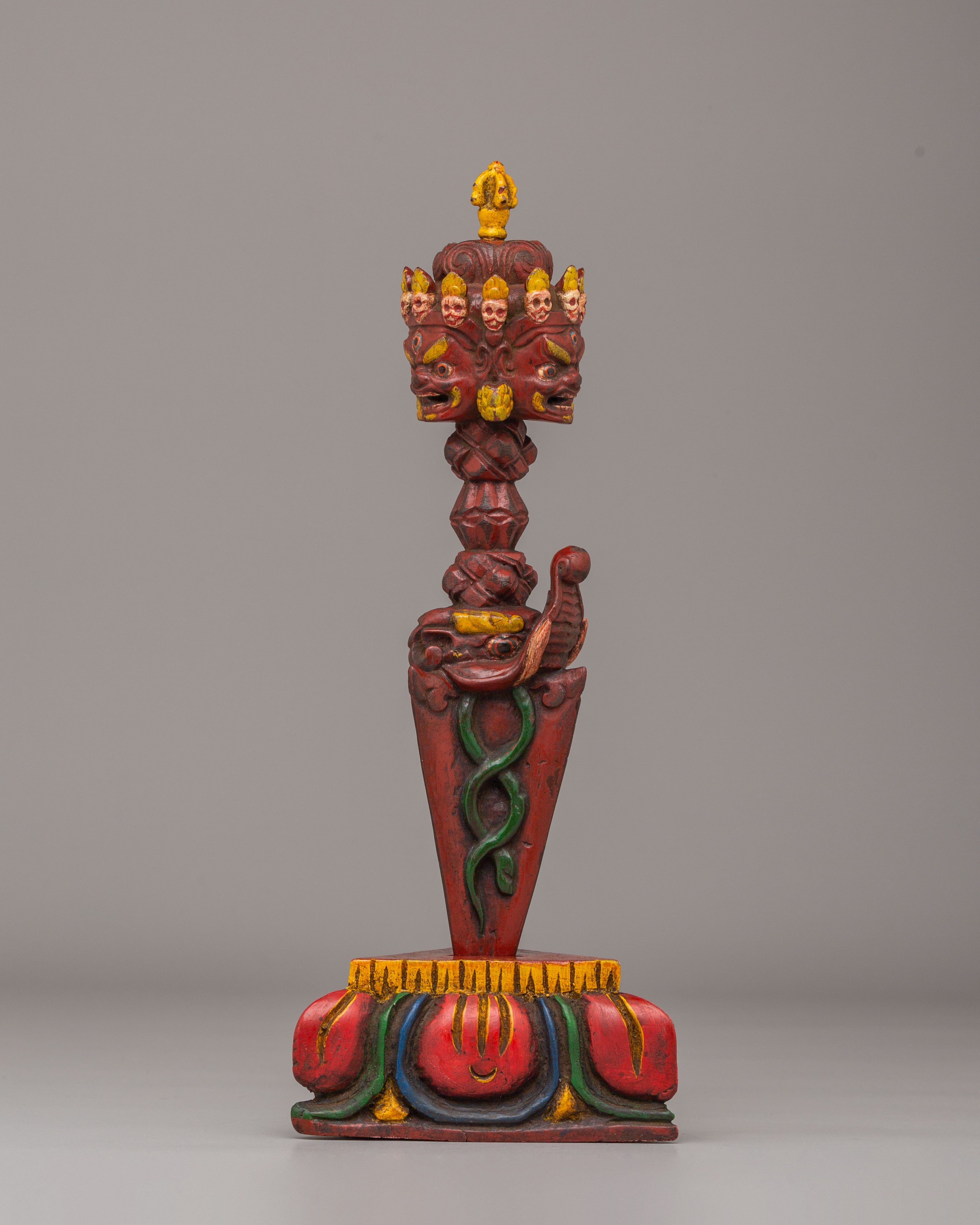 Handcrafted Buddhist Ritual Dagger | Wooden Spiritual Decor