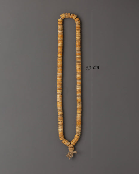 Handmade Yak Bone Mala Beads | 39cm Length Prayer Necklace