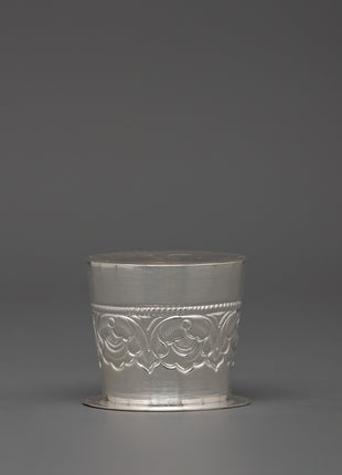 Pure Silver Glass with Spoon Set | Handcrafted Silver Ritual Cup