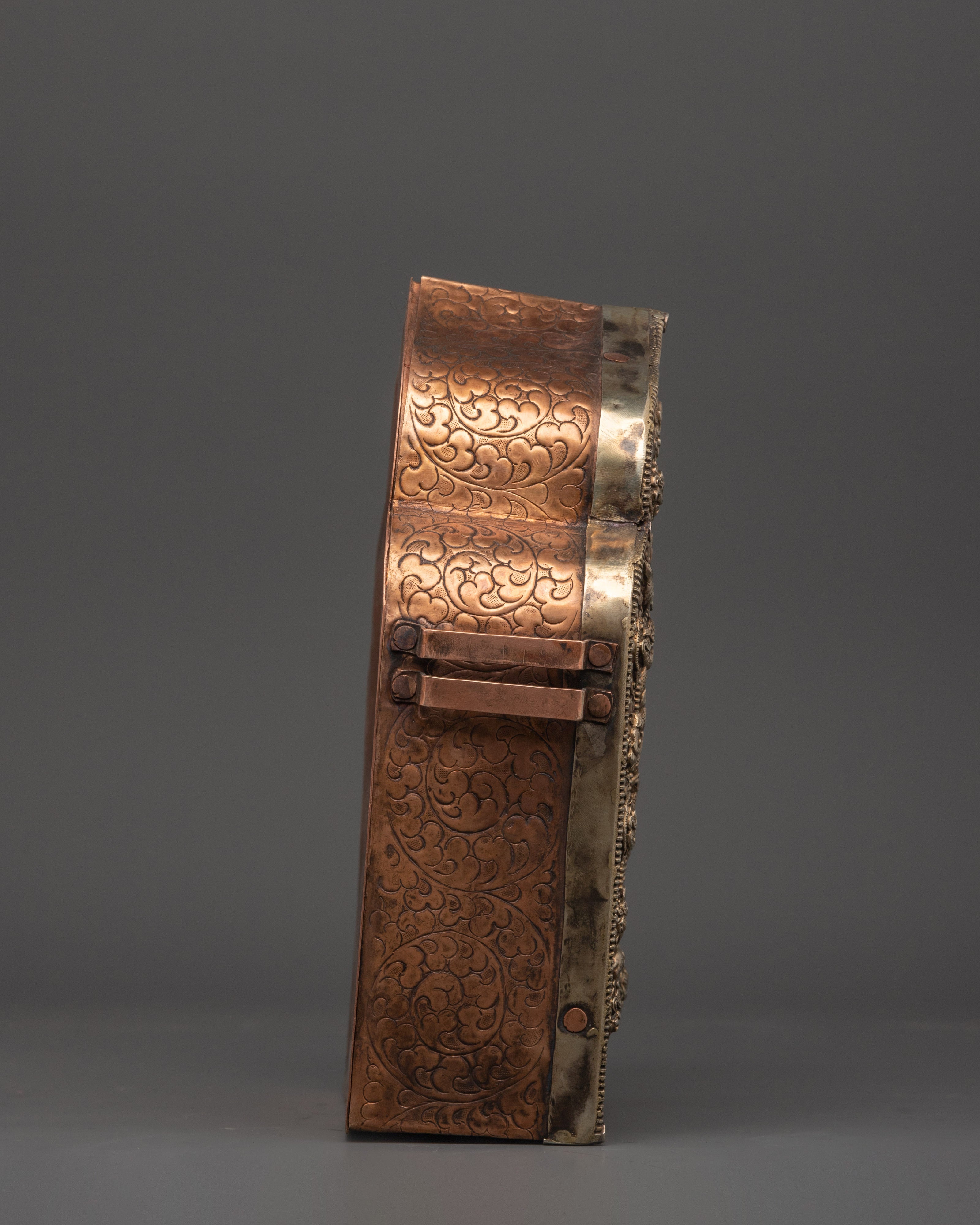 Handcrafted Ghau Box with White Metal & Copper Body | Sacred Relic