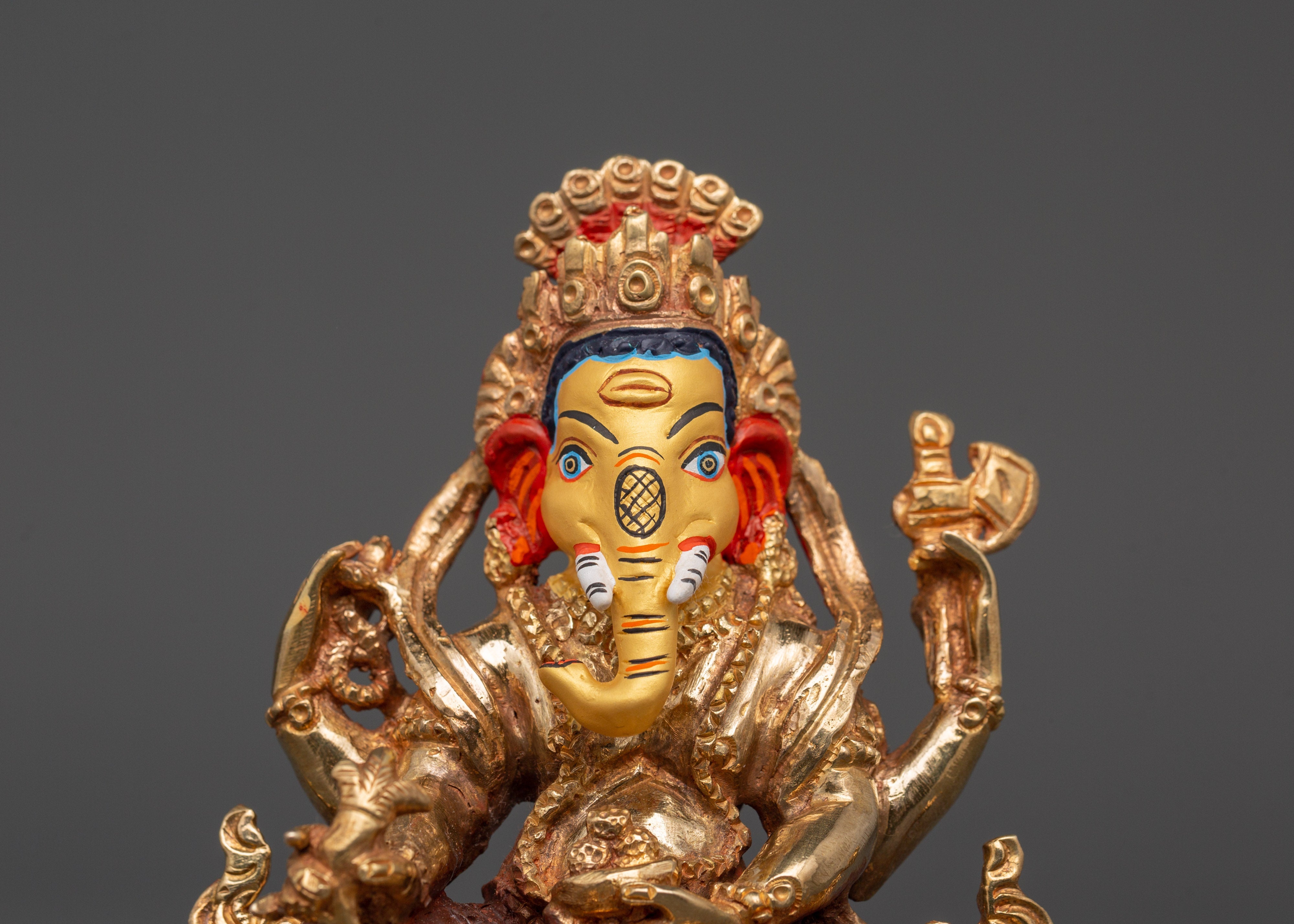 Handcrafted Oxidized Copper Ganesh | Colorful Acrylic Painted Lord Ganesha Sculpture