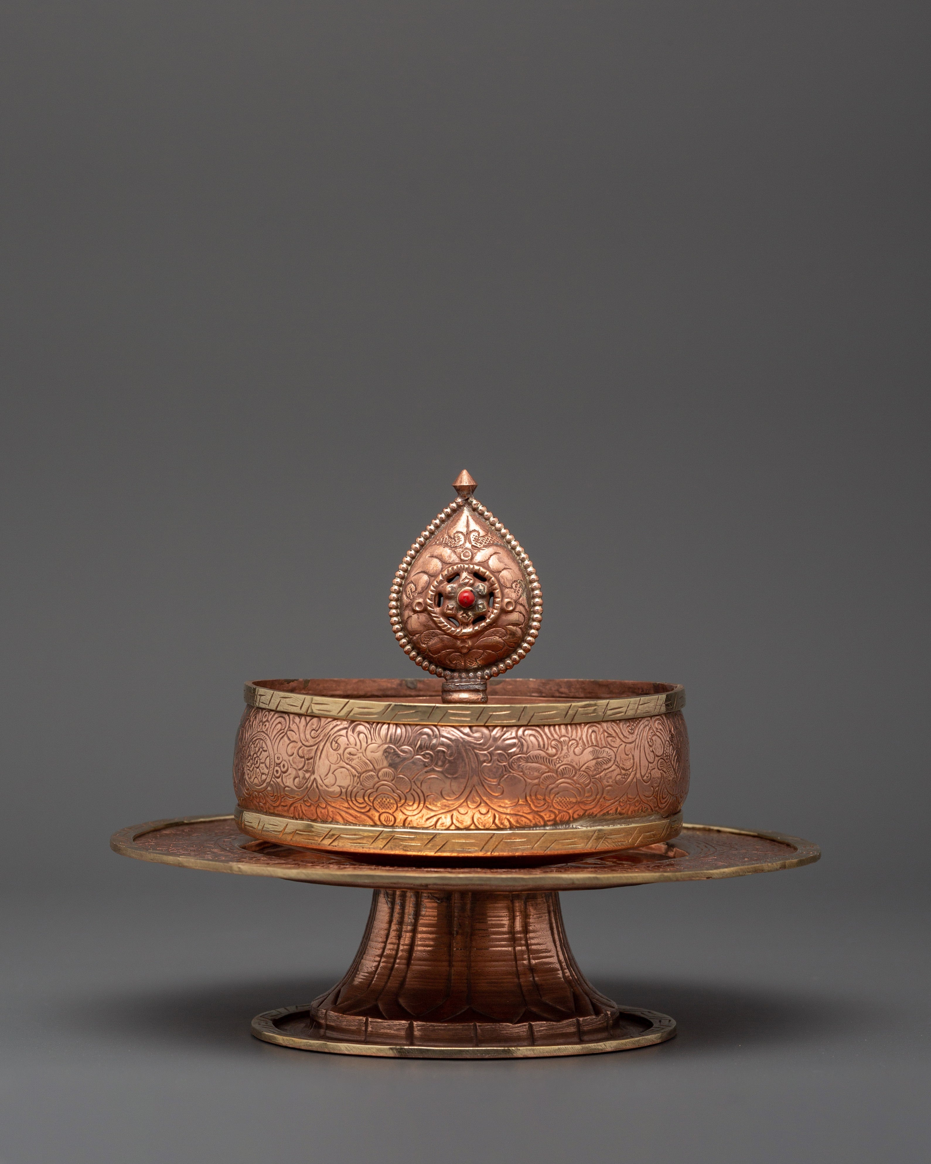 Copper Mandala Ritual Offering Set | Tibetan Buddhist Ceremonial Offering Set
