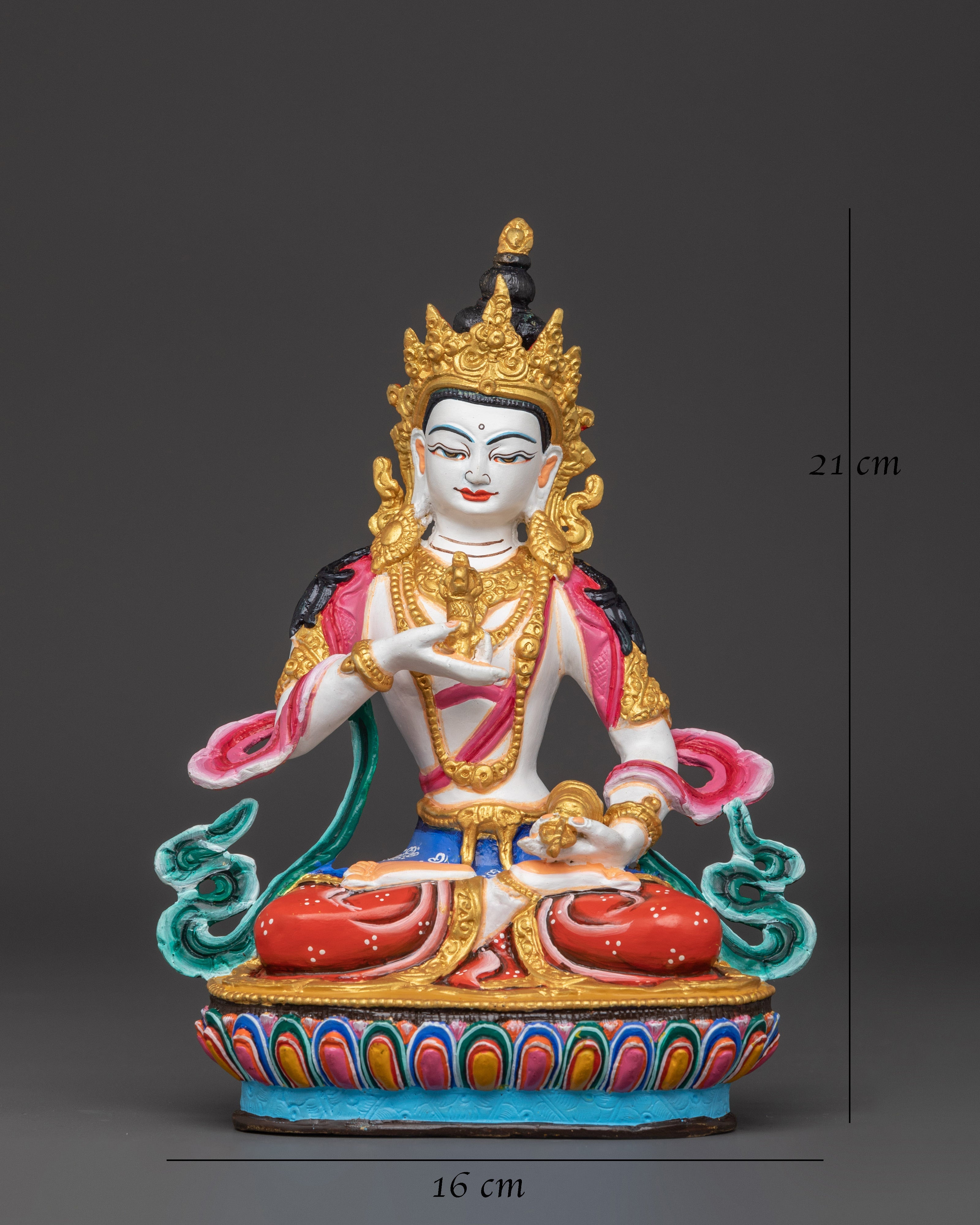 Handcrafted Tibetan Vajrasattva Sculpture | Copper & Acrylic Meditation Deity Figure