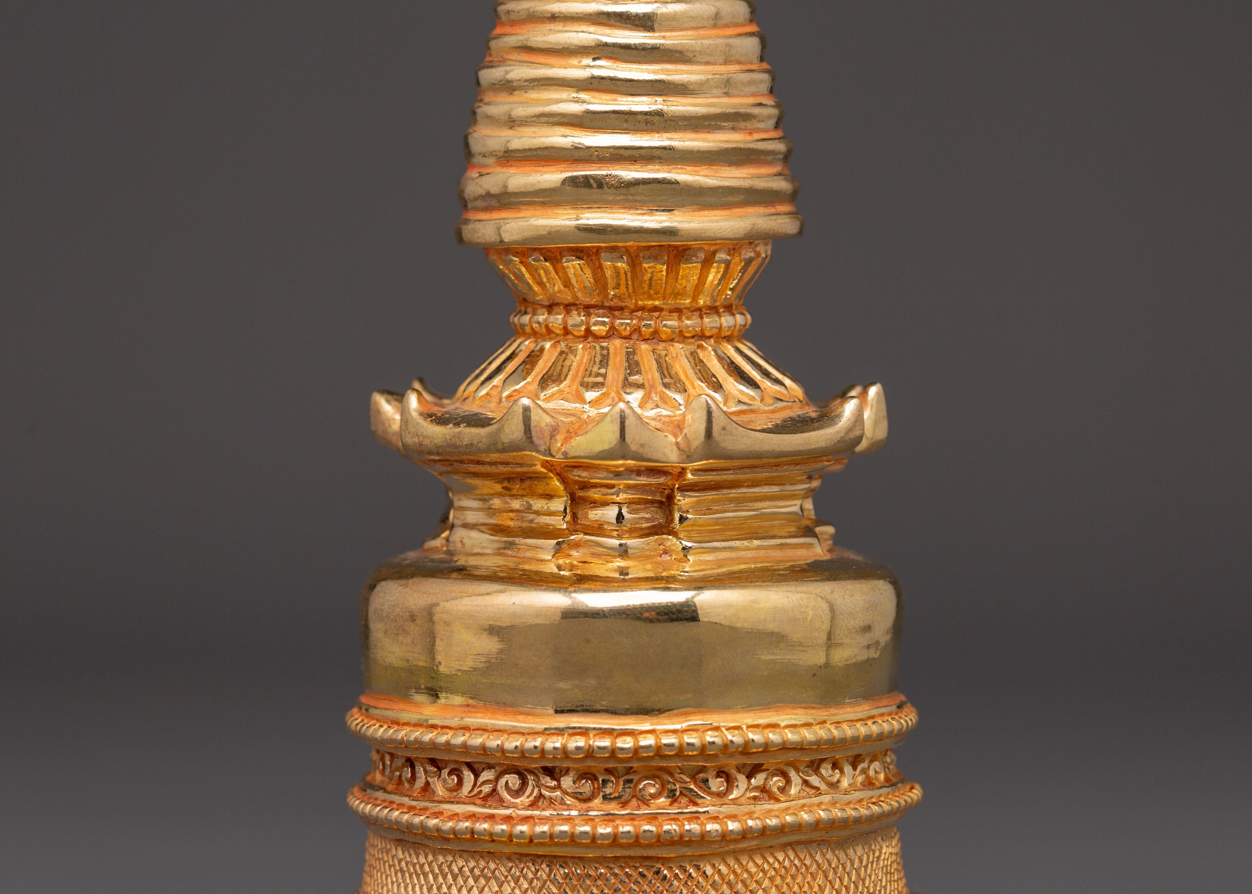 Sacred Gold Plated Stupa | for Meditation and Spiritual Spaces
