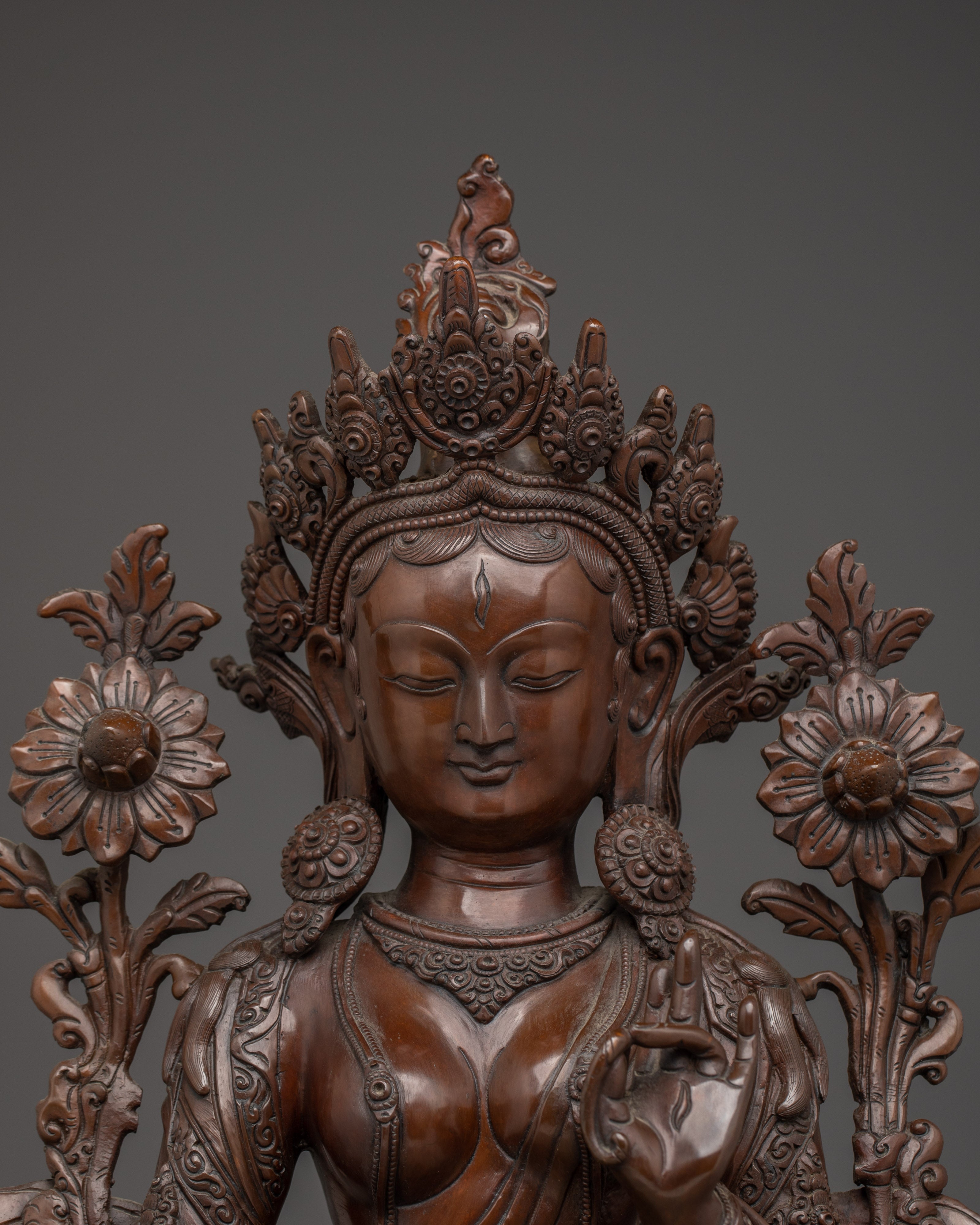 Copper Sculpture of White Tara | Peaceful Tara