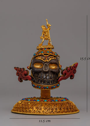Crystal Skull Head for Spiritual Home Decor | Copper Body with Coral and Turquoise, Spiritual Home Decor