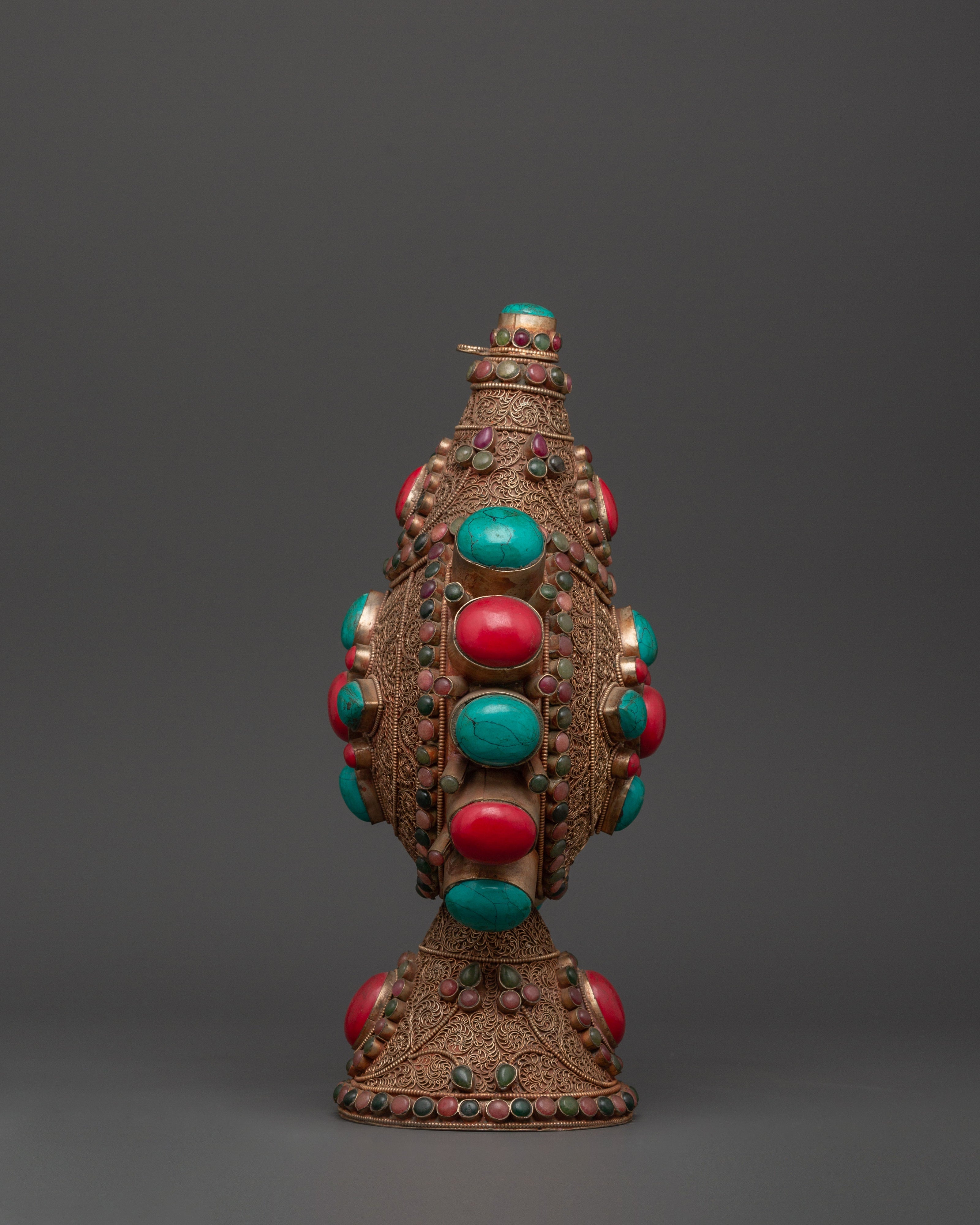 Handcrafted Copper Snuff Bottle | Silver-Plated Filigree Artistry