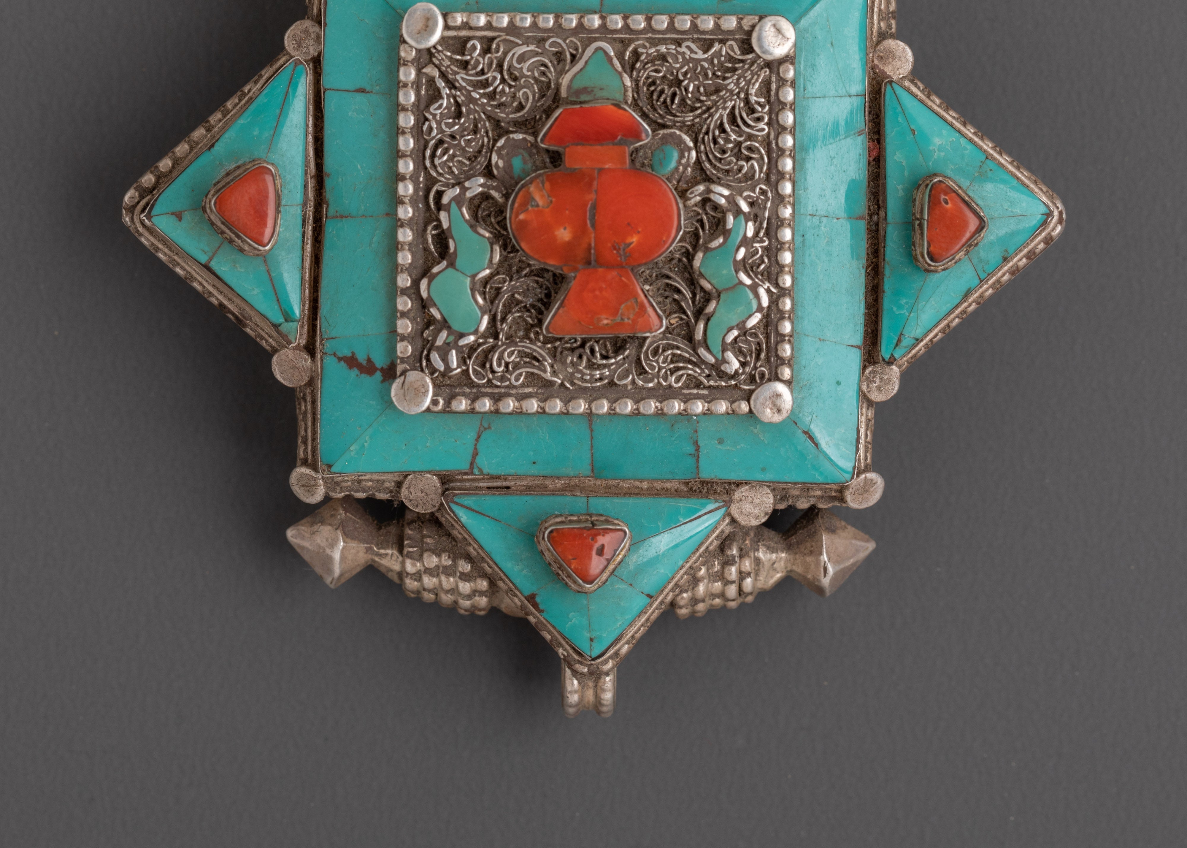 Ghau Box Locket with Turquoise Stone | A Symbol of Protection and Spirituality