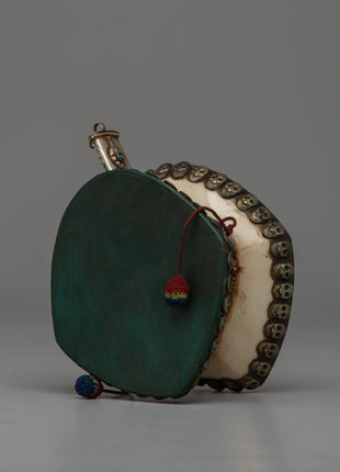 Handcrafted Tibetan Skull Damaru Drum | Ritual Instrument for Meditation