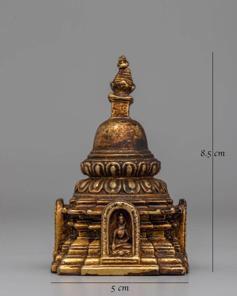 Traditional Tibetan Stupa Sculpture | Compact Symbol of Enlightenment for Desk or Altar