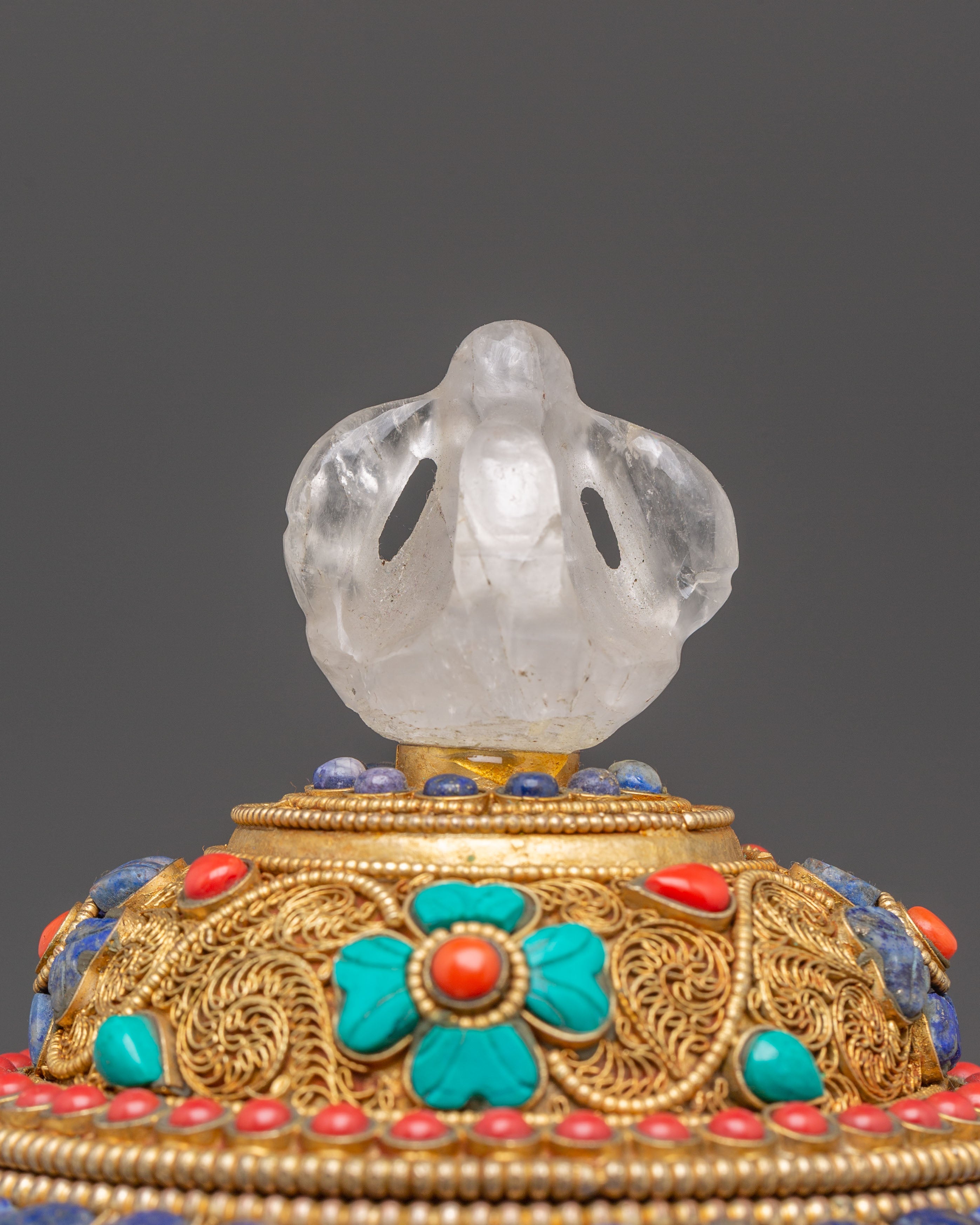 Gold Plated Rice Pot for Ritual Altar | Handcrafted Buddhist Altar Decor