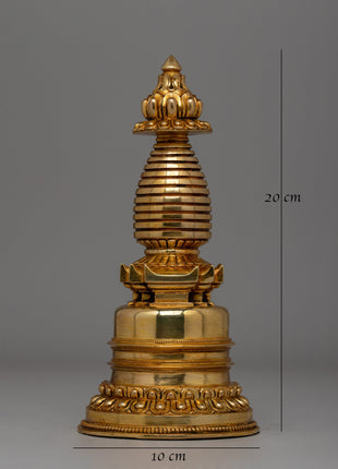 Traditional Buddhist Stupa Statue for Meditation | Antique-Style Pagoda Sculpture | Gift Idea From Nepal