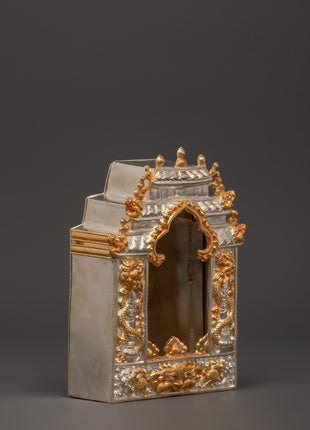 Hand-carved Copper Ghau Box | Tibetan Amulet with Biswo Vajra & Dragon Motif