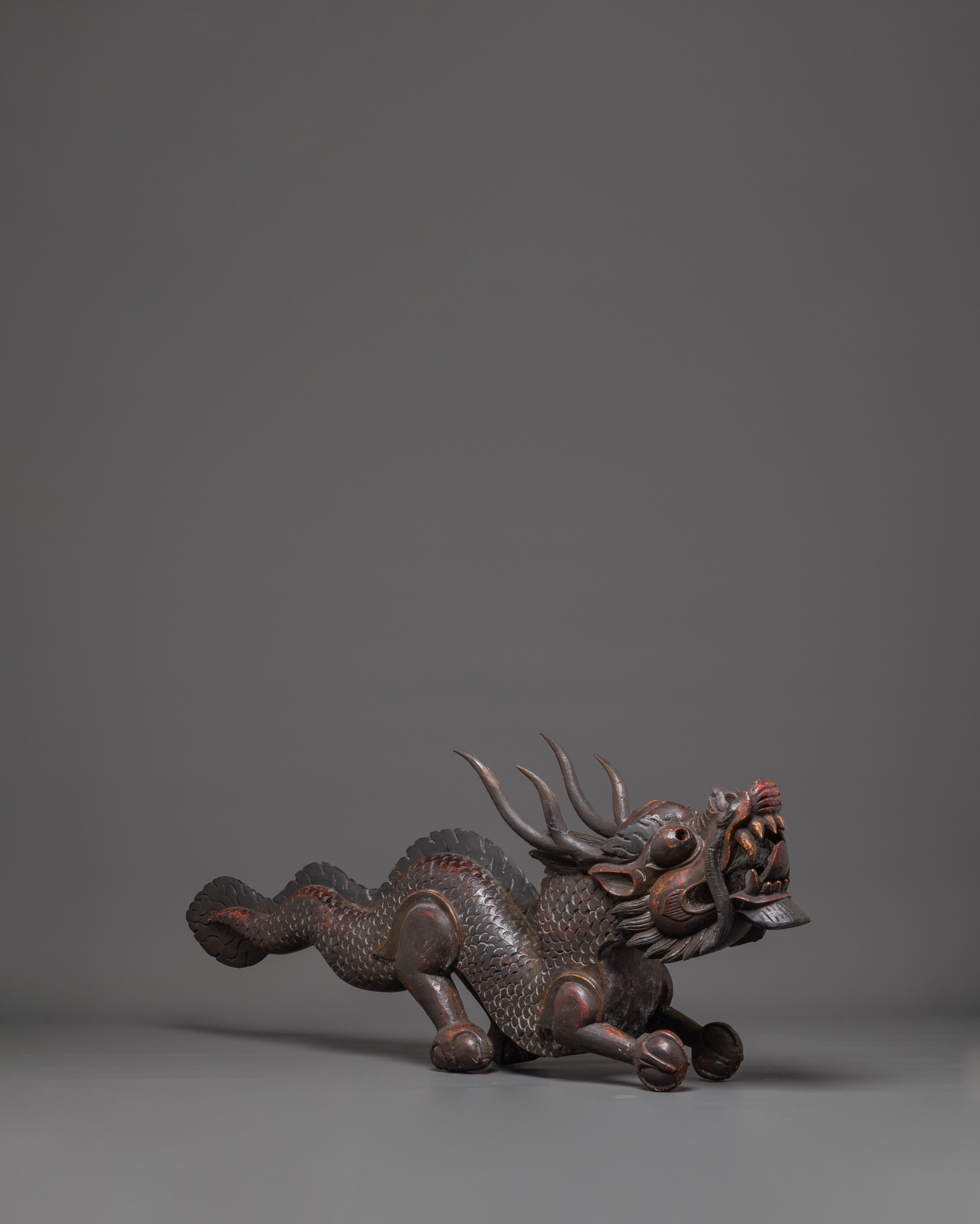 Tibetan Dragon Wooden Sculpture | Symbol of Strength and Prosperity