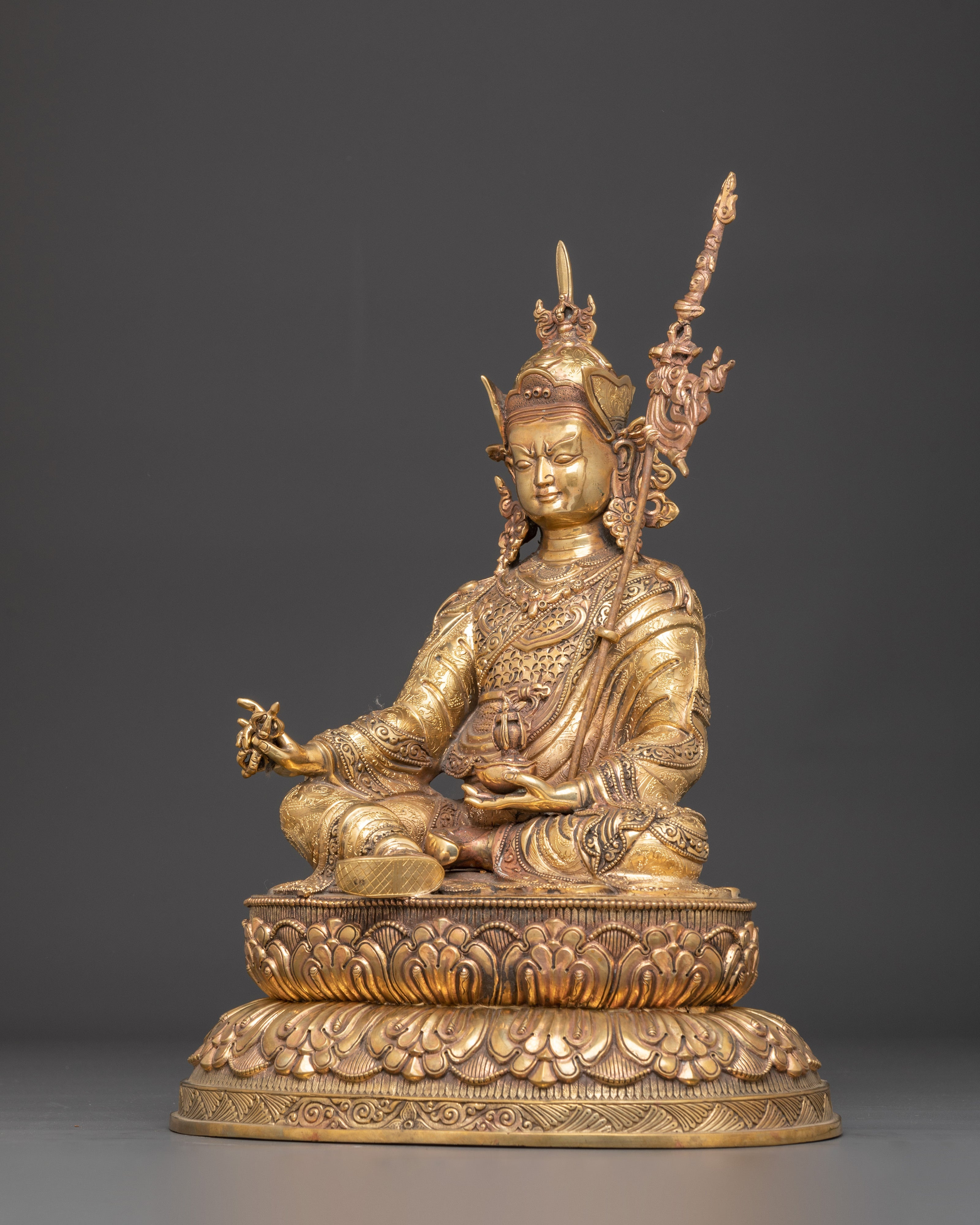 Tibetan Guru Rinpoche Sculpture | Enlightened Master Art