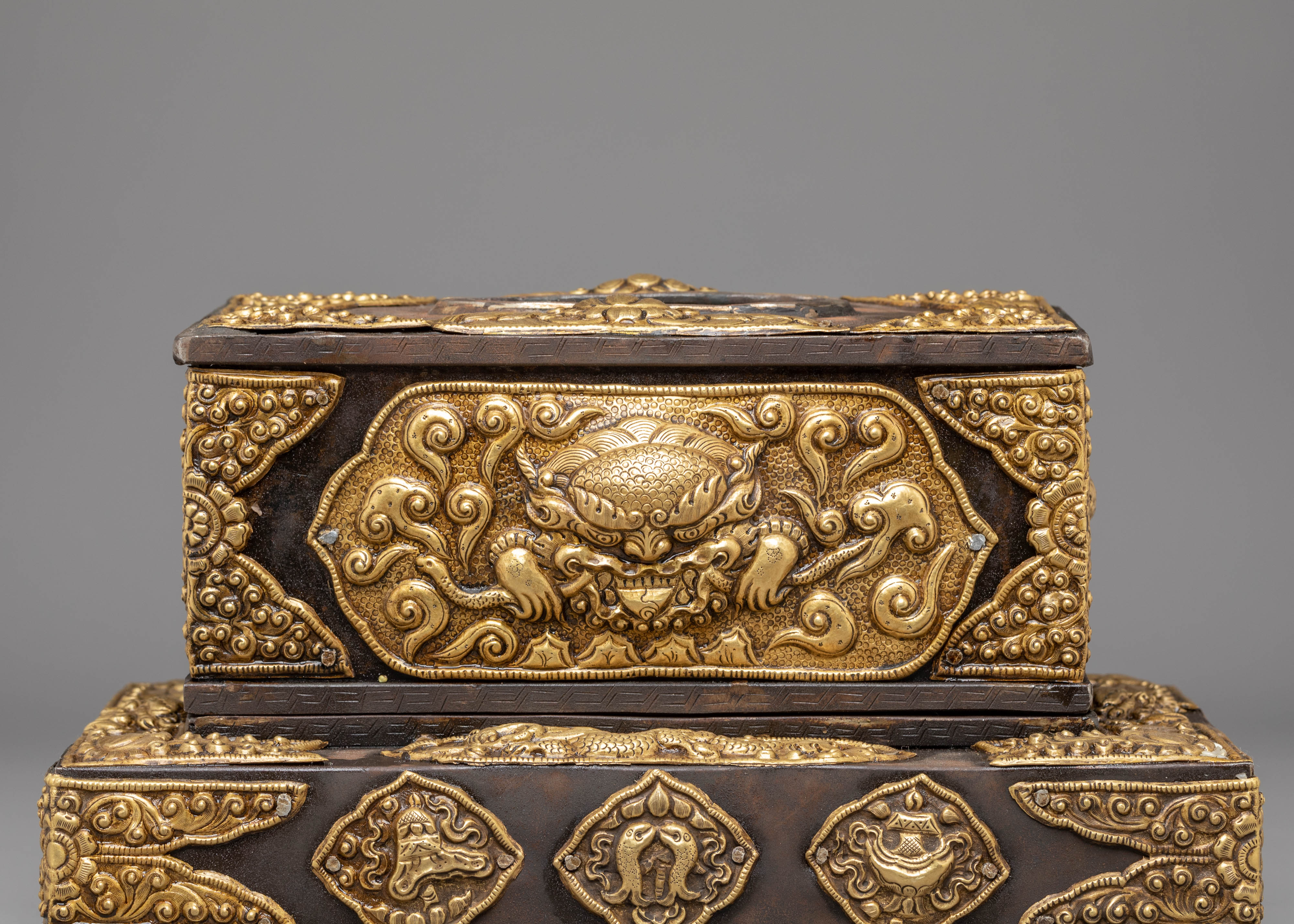 Handcrafted Tibetan Style Gold Tissue Box | Luxury Tibetan Decor