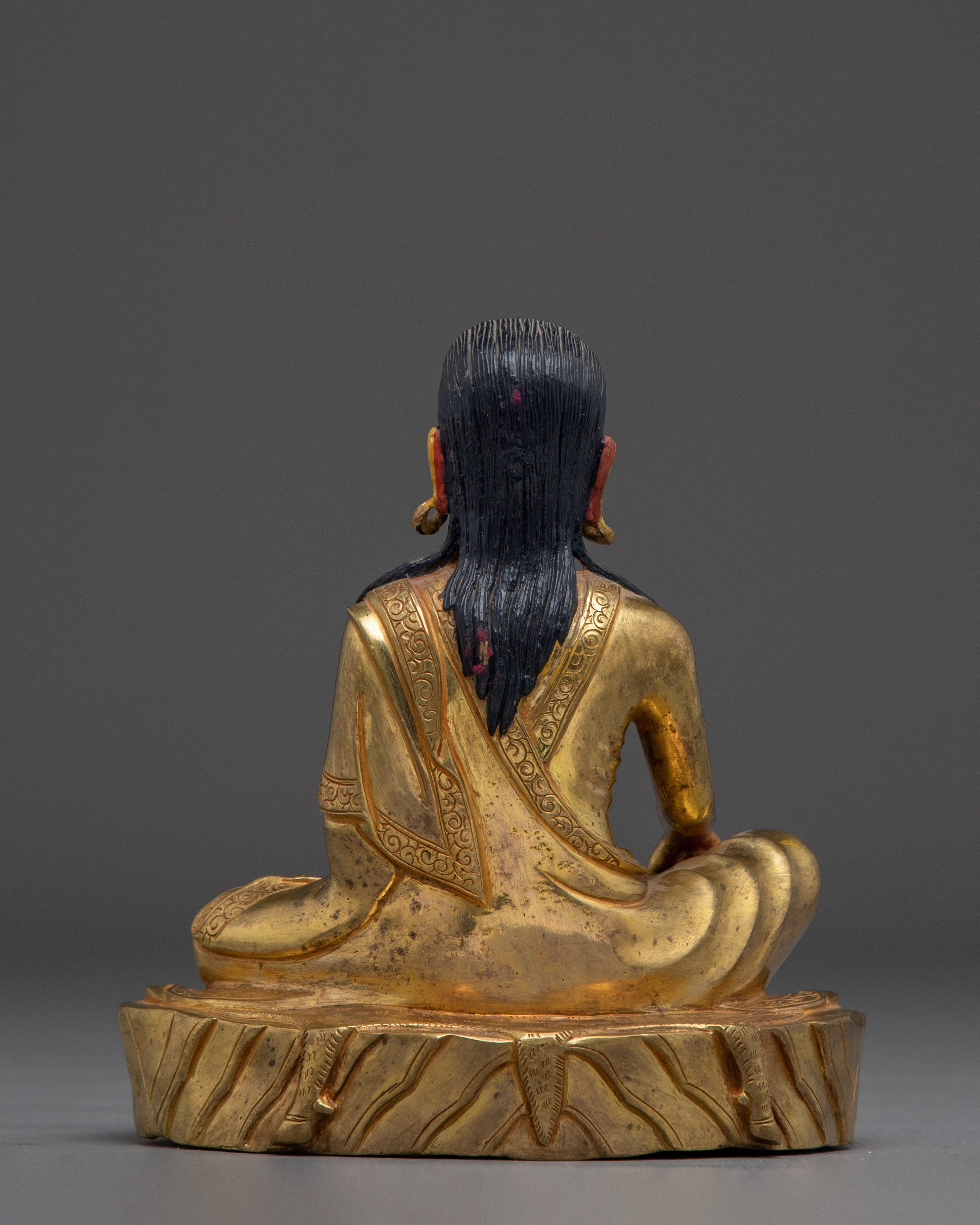 Buddhist Spiritual Icon Milarepa Statue | 24K Gold Gilded Decor
