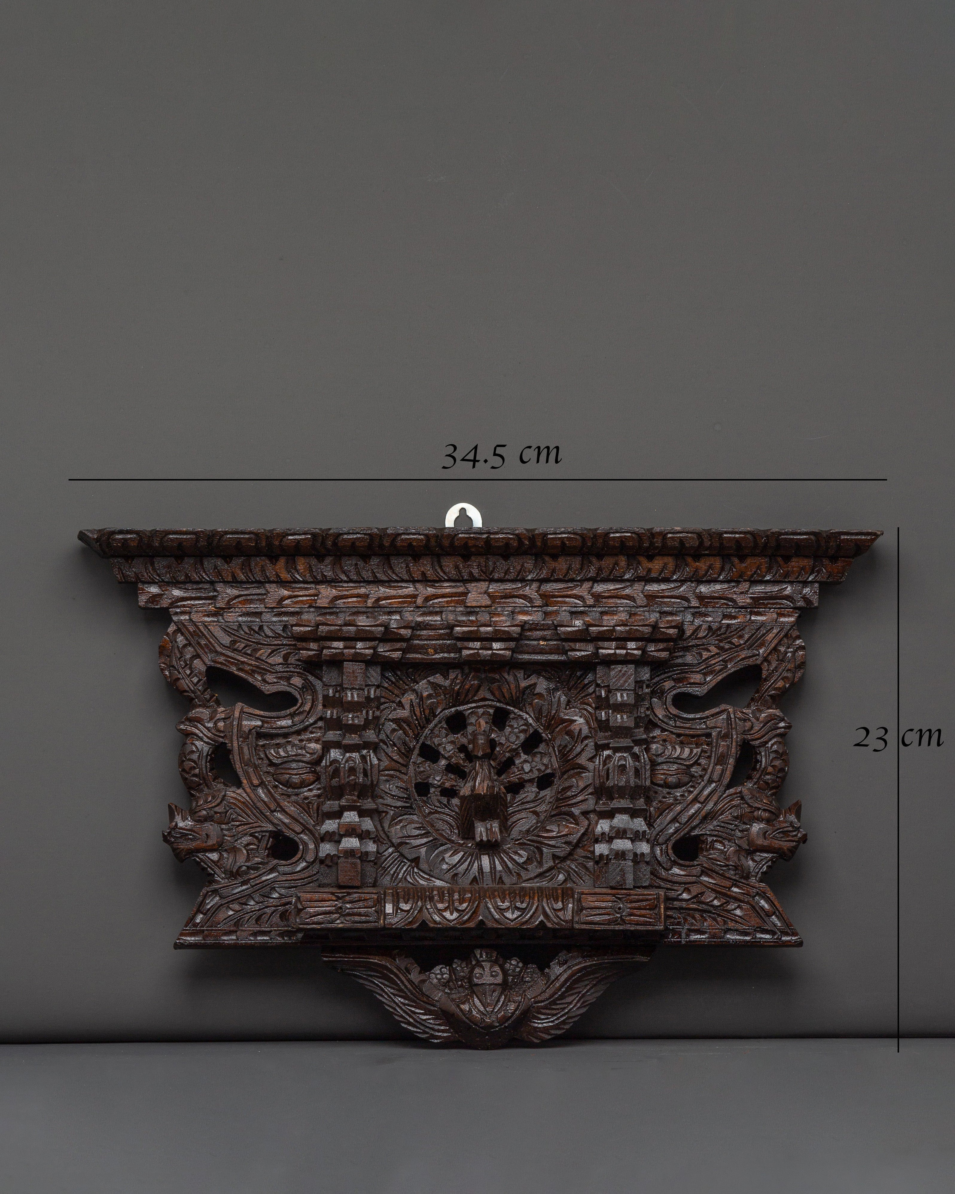 Nepalese Temple-Style Wall Décor | Hand-Carved Wooden Temple Art