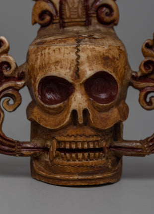 Buffalo Bone Skull Head | Hand-Carved Buddhist Decor